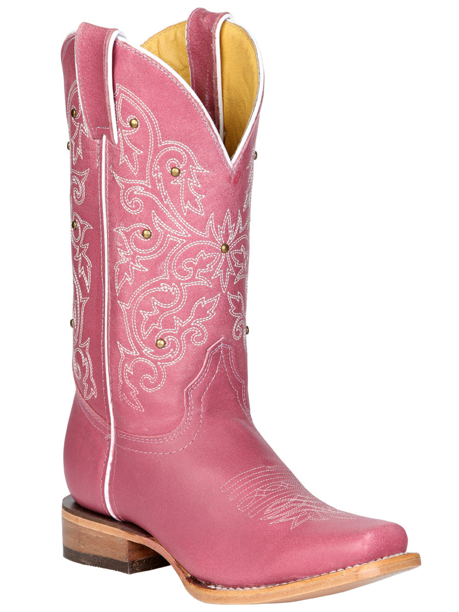 El General Women's Leather Cowboy Boot - Made in Mexico - Pink 45933 — view 2