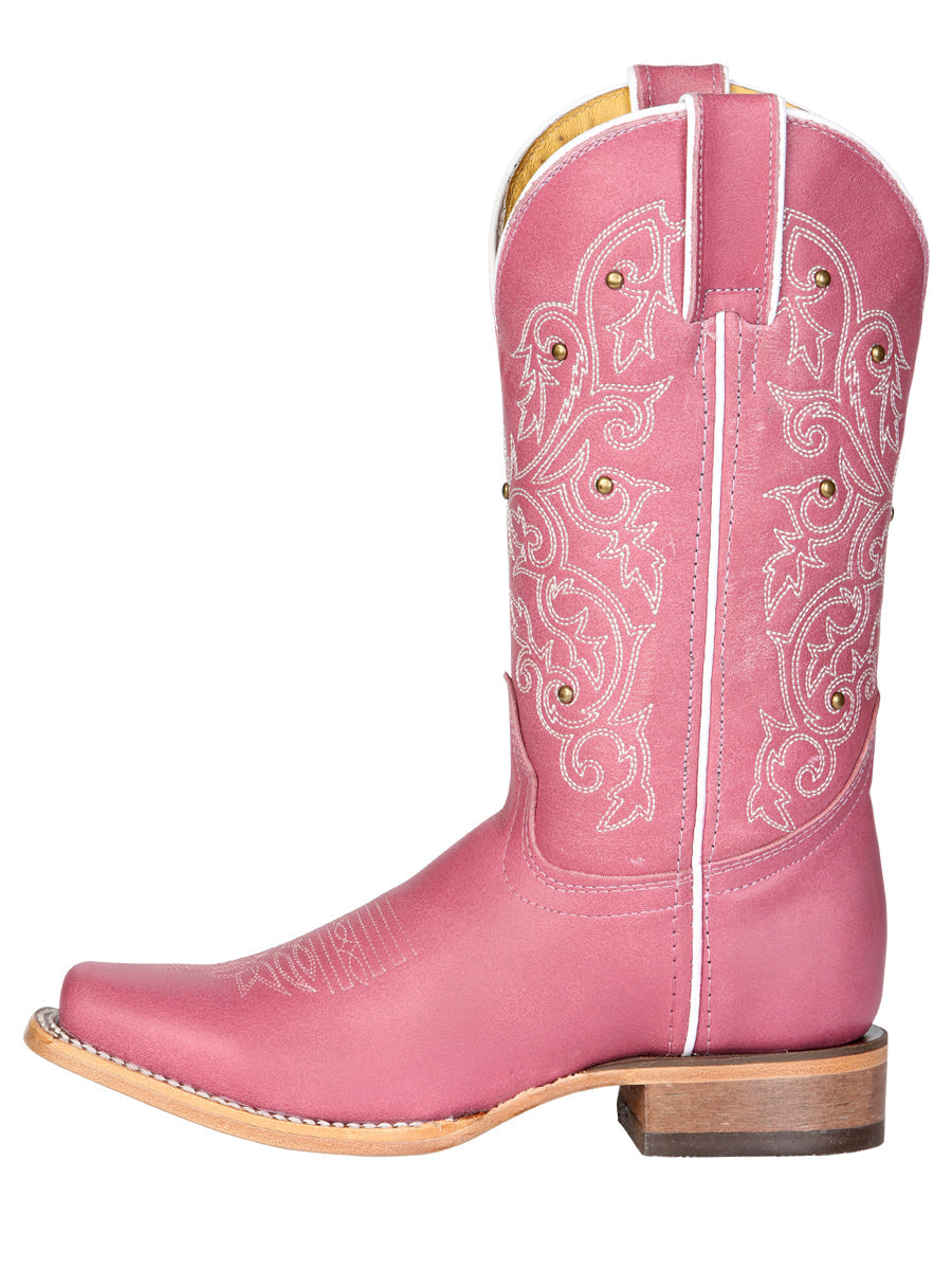 El General Women's Leather Cowboy Boot - Made in Mexico - Pink 45933 — view 5