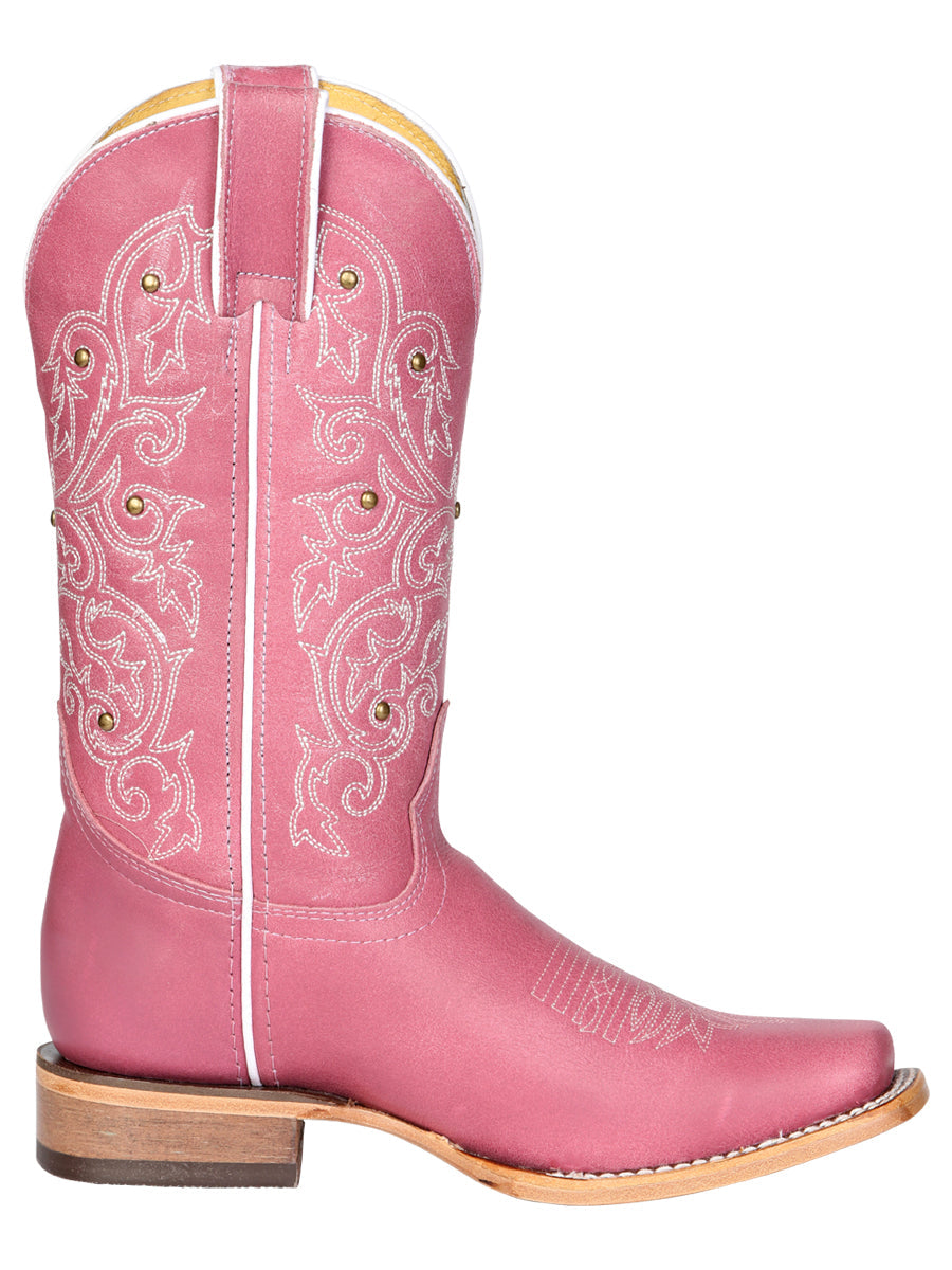 El General Women's Leather Cowboy Boot - Made in Mexico - Pink 45933 — view 6