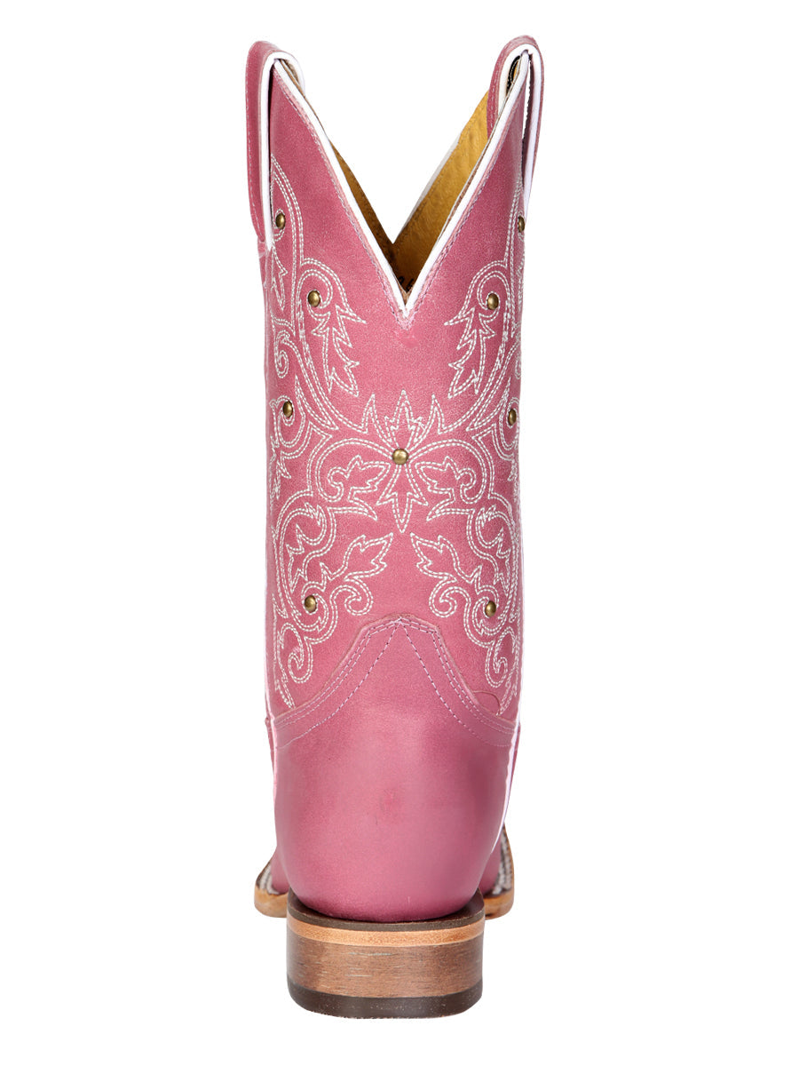 El General Women's Leather Cowboy Boot - Made in Mexico - Pink 45933 — view 8