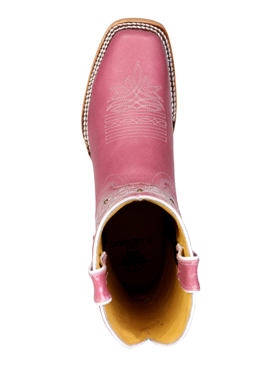 El General Women's Leather Cowboy Boot - Made in Mexico - Pink 45933 — view 9