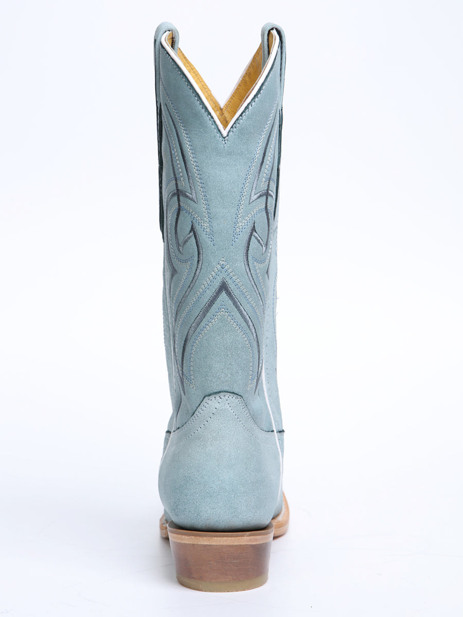 El General Women's Snip Toe Leather Cowboy Boot - Made in Mexico - Sky Blue 45934 — view 8