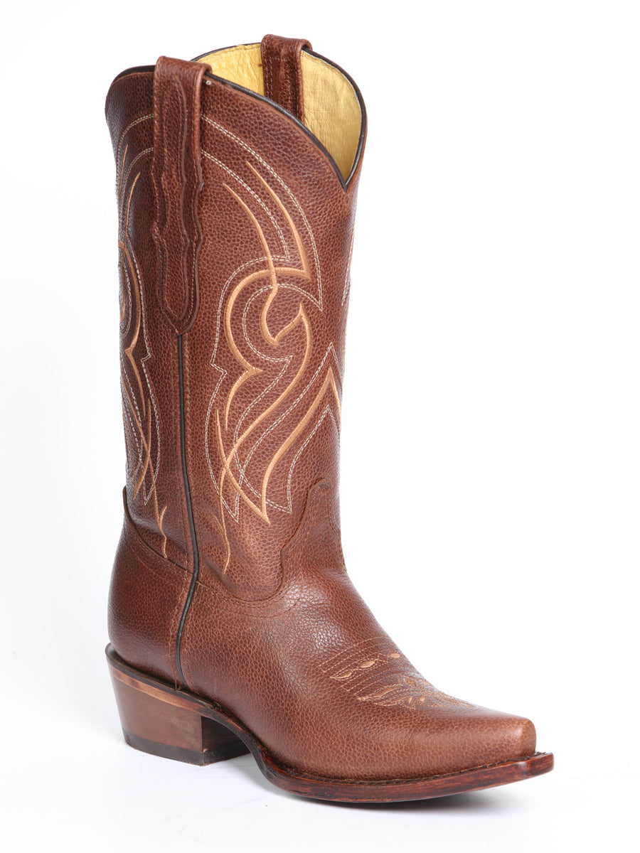El General Women's Leather Cowgirl Boots - Made in Mexico - Cognac Brown 45935 — view 2