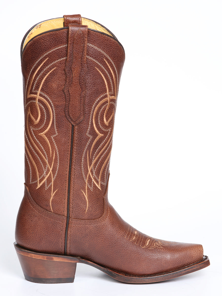 El General Women's Leather Cowgirl Boots - Made in Mexico - Cognac Brown 45935 — view 5