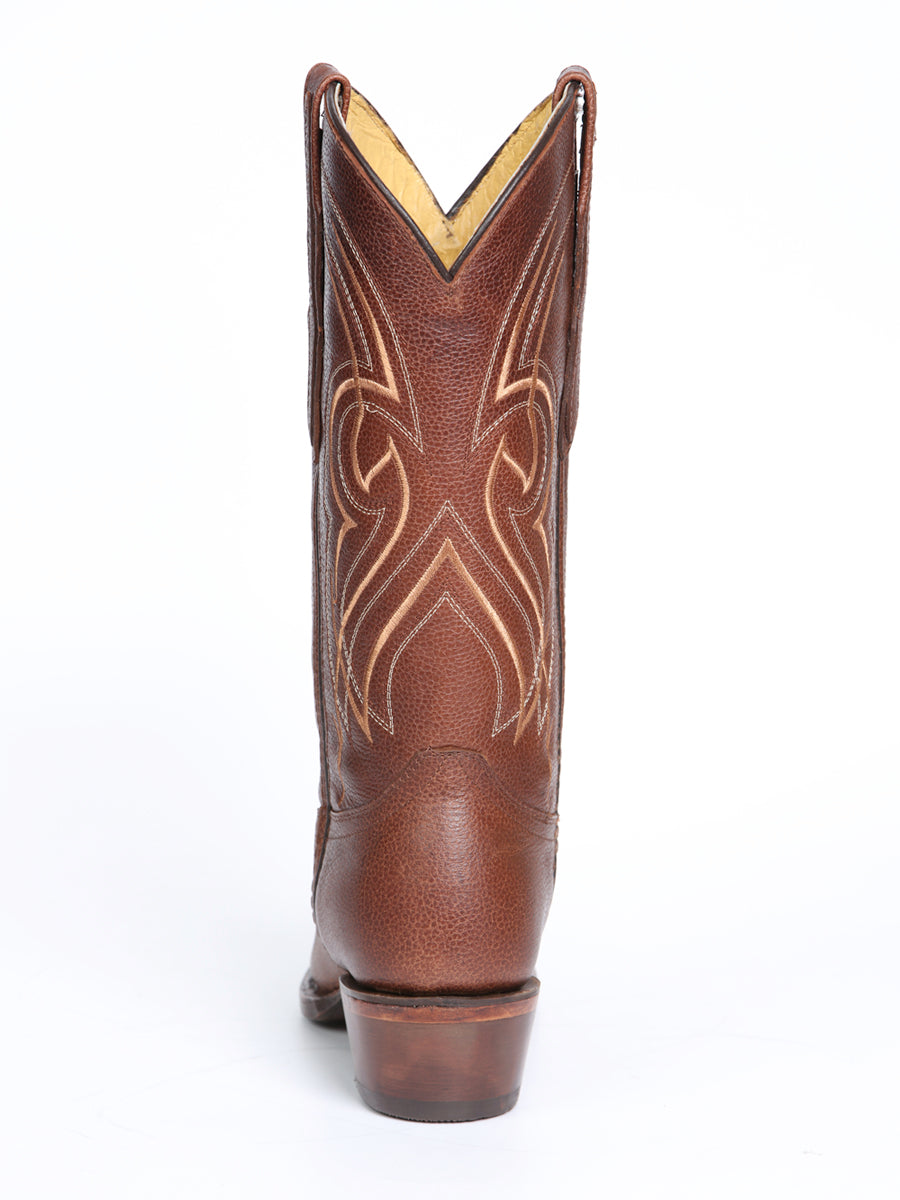 El General Women's Leather Cowgirl Boots - Made in Mexico - Cognac Brown 45935 — view 7