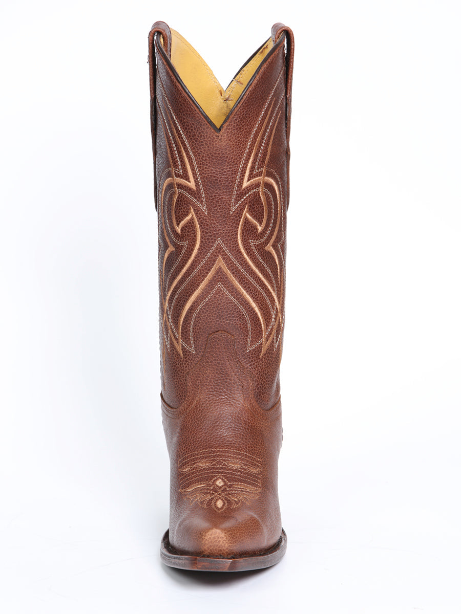 El General Women's Leather Cowgirl Boots - Made in Mexico - Cognac Brown 45935 — view 8