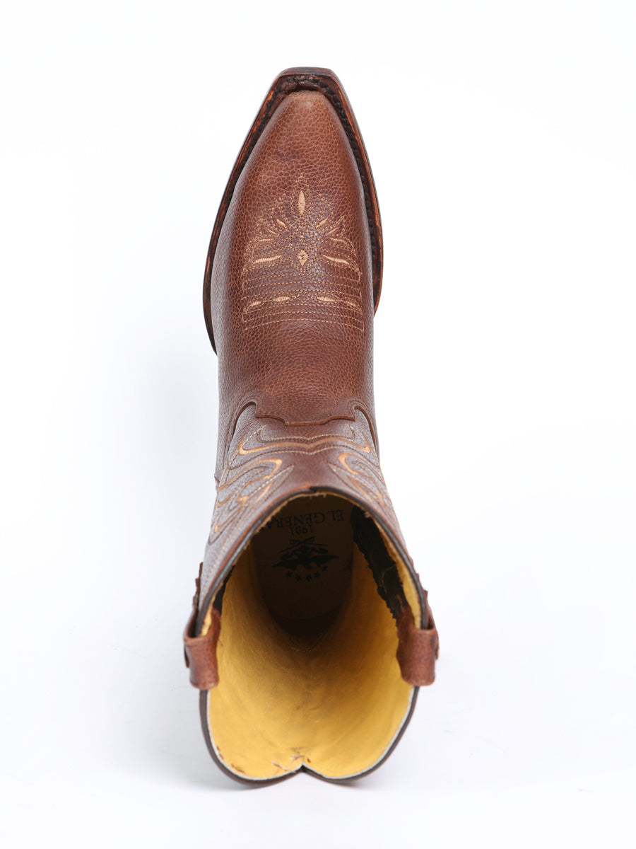 El General Women's Leather Cowgirl Boots - Made in Mexico - Cognac Brown 45935 — view 9