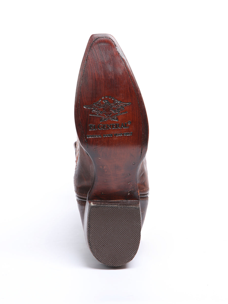 El General Women's Leather Cowgirl Boot - Made in Mexico - Timber Cognac Brown 45936 — view 10