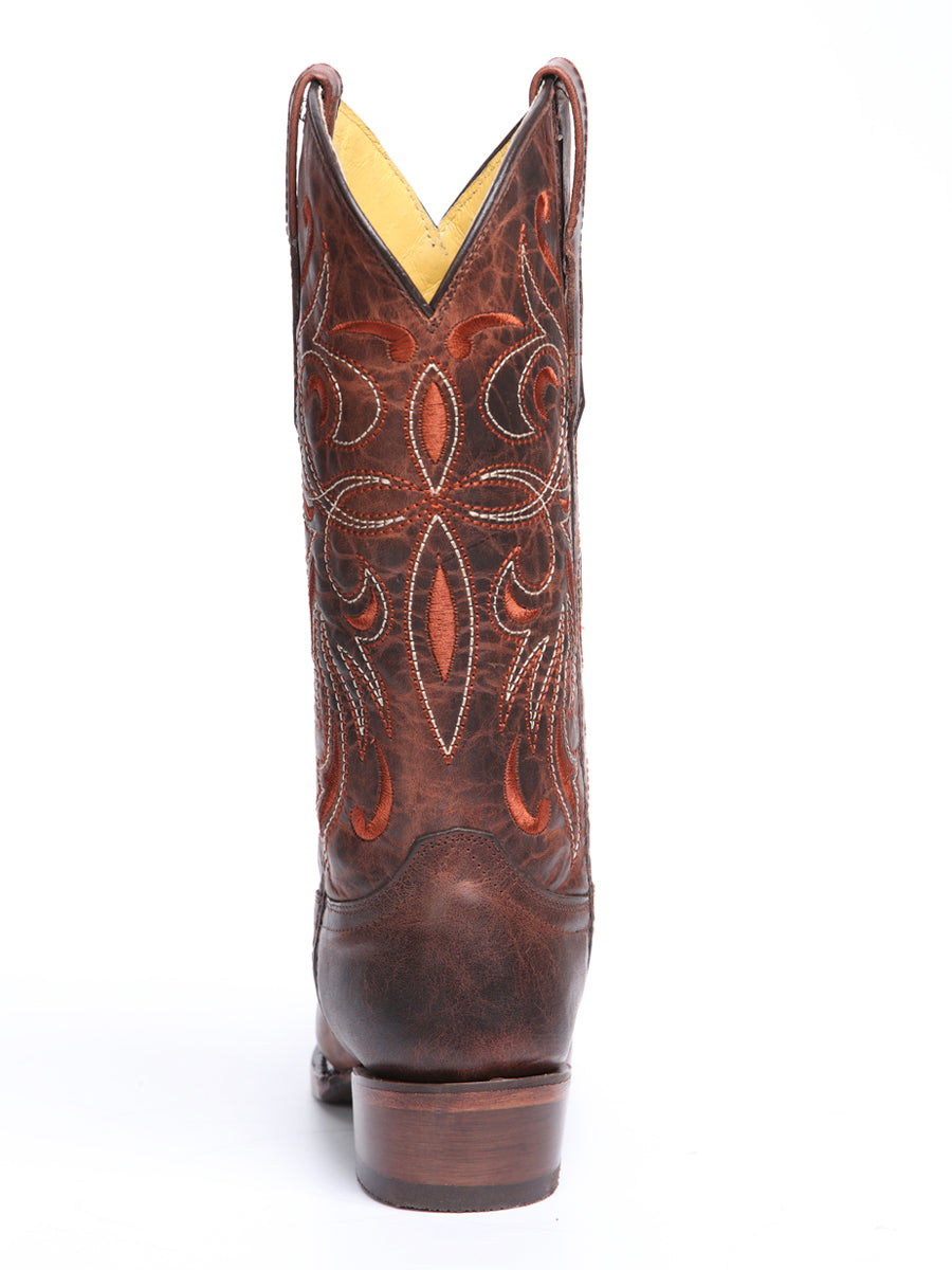 El General Women's Leather Cowgirl Boot - Made in Mexico - Timber Cognac Brown 45936 — view 8