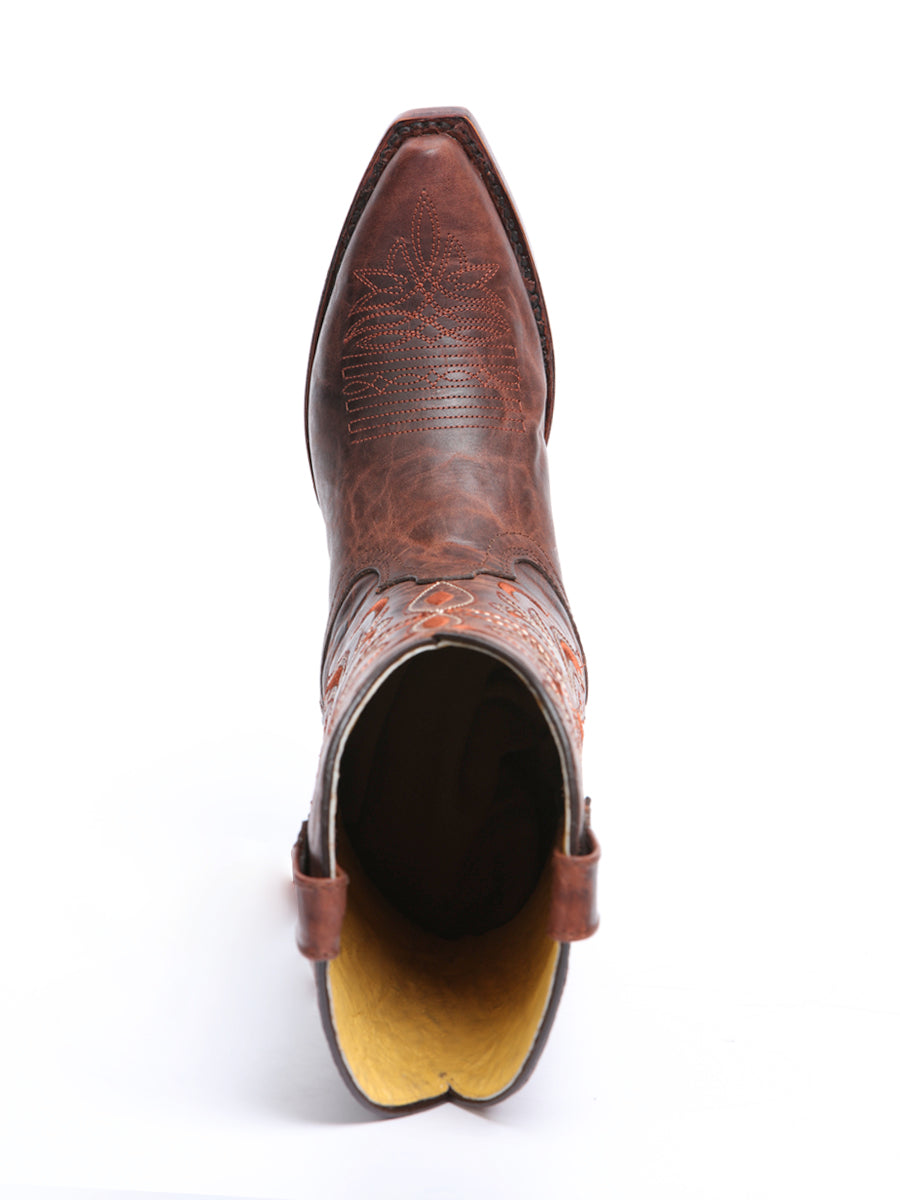 El General Women's Leather Cowgirl Boot - Made in Mexico - Timber Cognac Brown 45936 — view 9