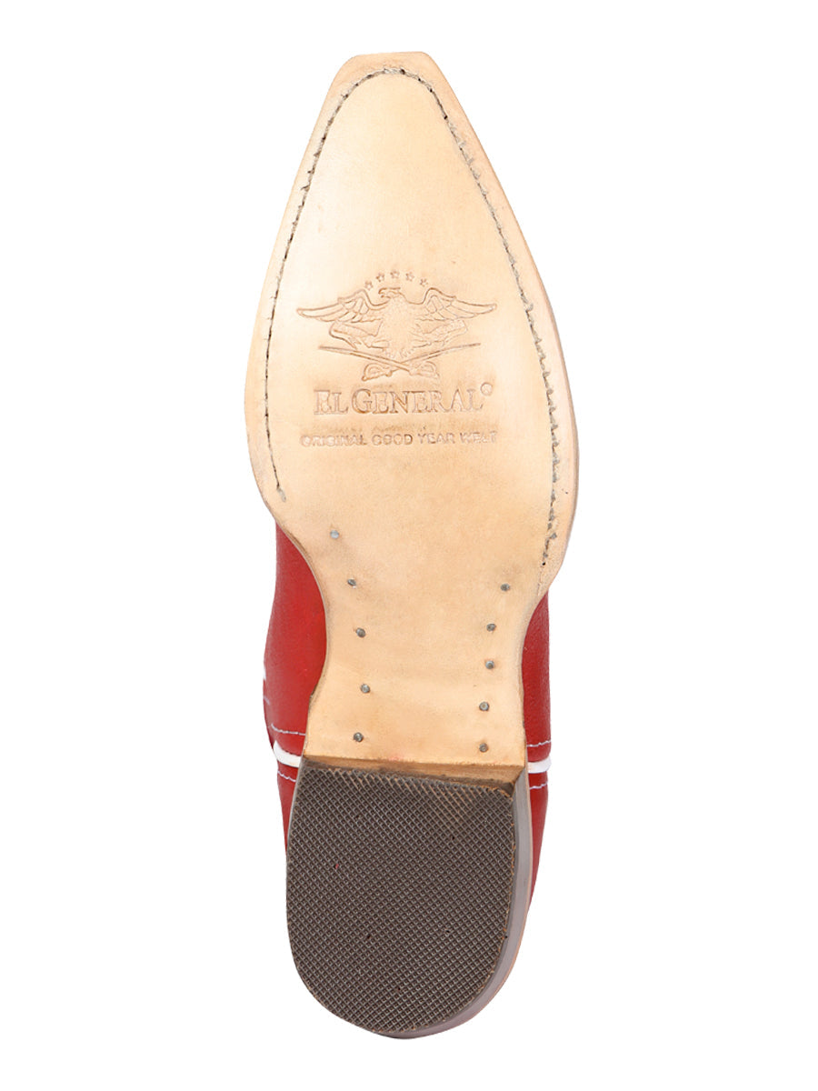 El General Women's Snip Toe Leather Cowboy Boot - Made in Mexico - Red 45937 — view 10