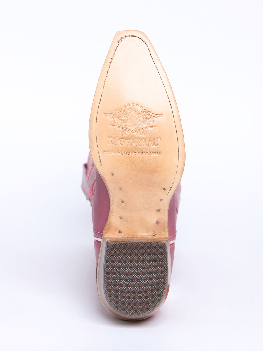 El General Women's Snip Toe Leather Cowboy Boot - Made in Mexico - Pink 45938 — view 10