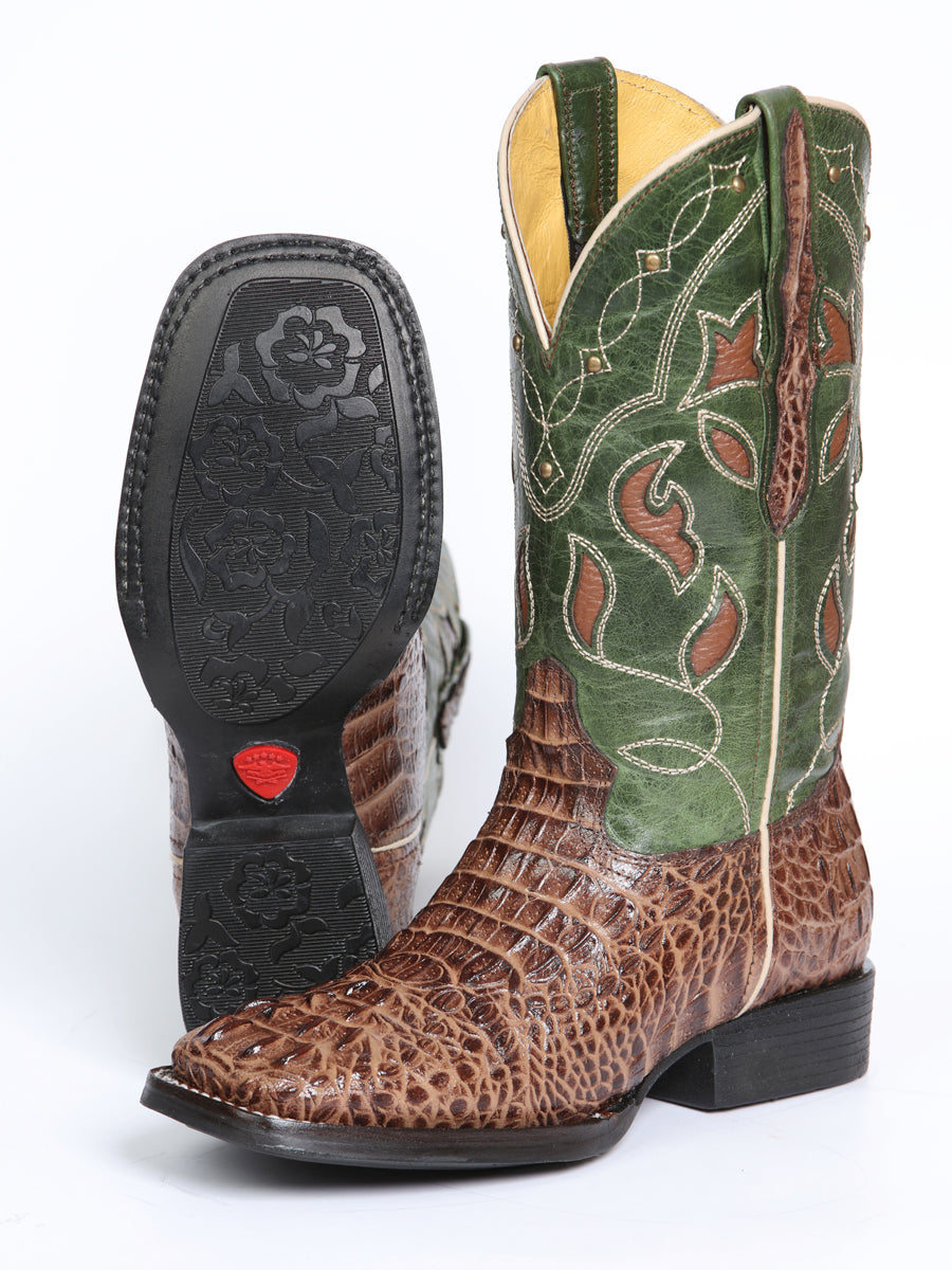 El General Women's Leather Cowgirl Boots - Embossed Crocodile Print - Brown 45940 — view 4