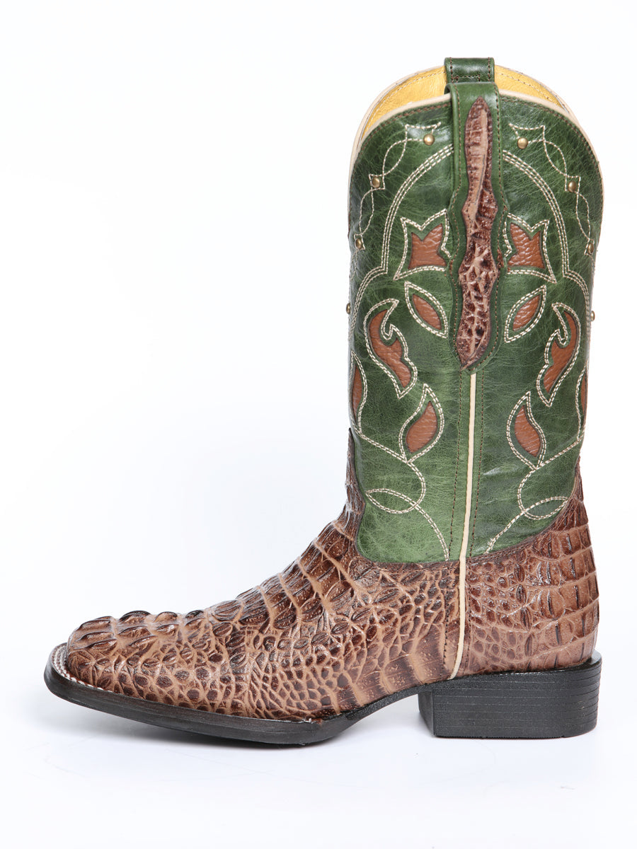 El General Women's Leather Cowgirl Boots - Embossed Crocodile Print - Brown 45940 — view 5