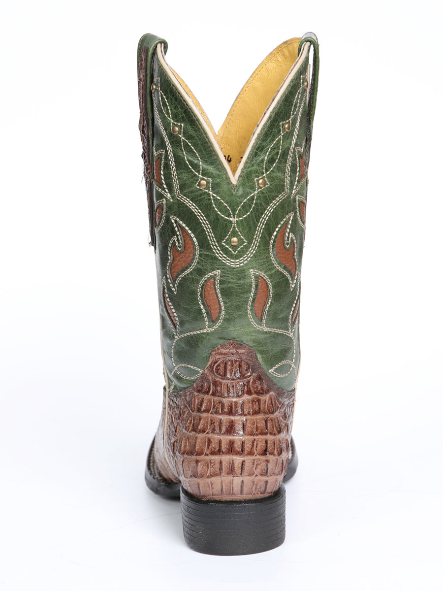 El General Women's Leather Cowgirl Boots - Embossed Crocodile Print - Brown 45940 — view 8