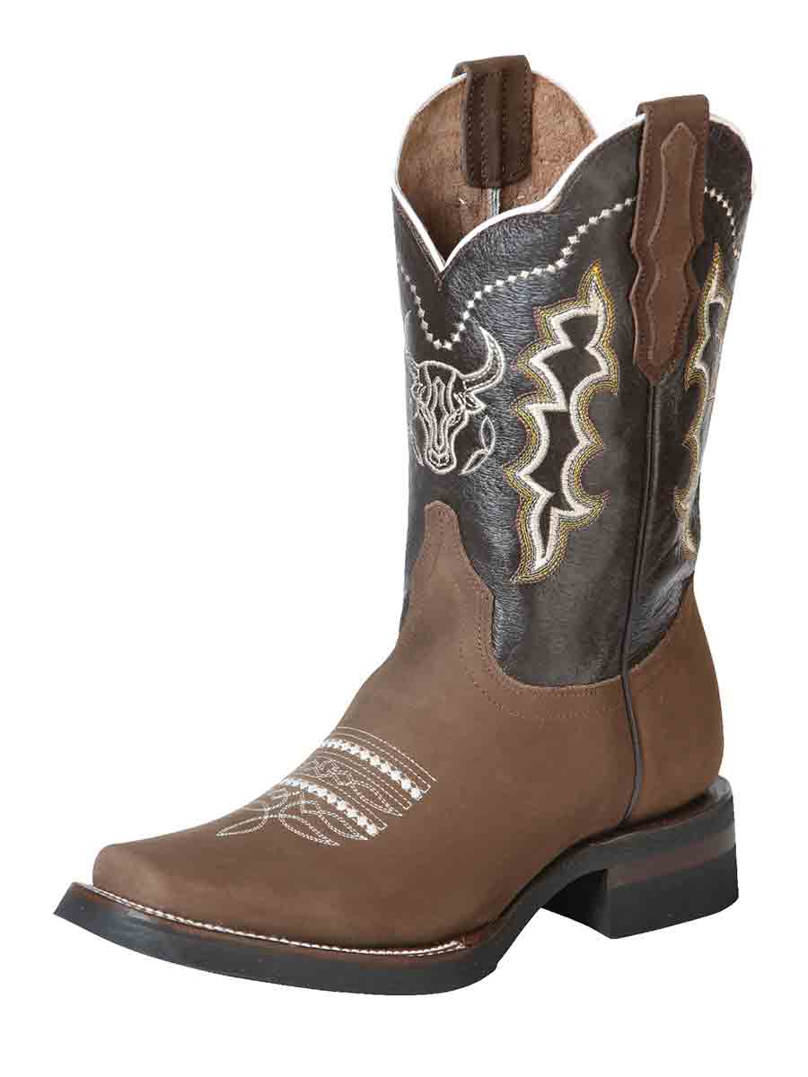 El General Men’s Leather Cowboy Boot - Made in Mexico - Nubuck Camel 51113