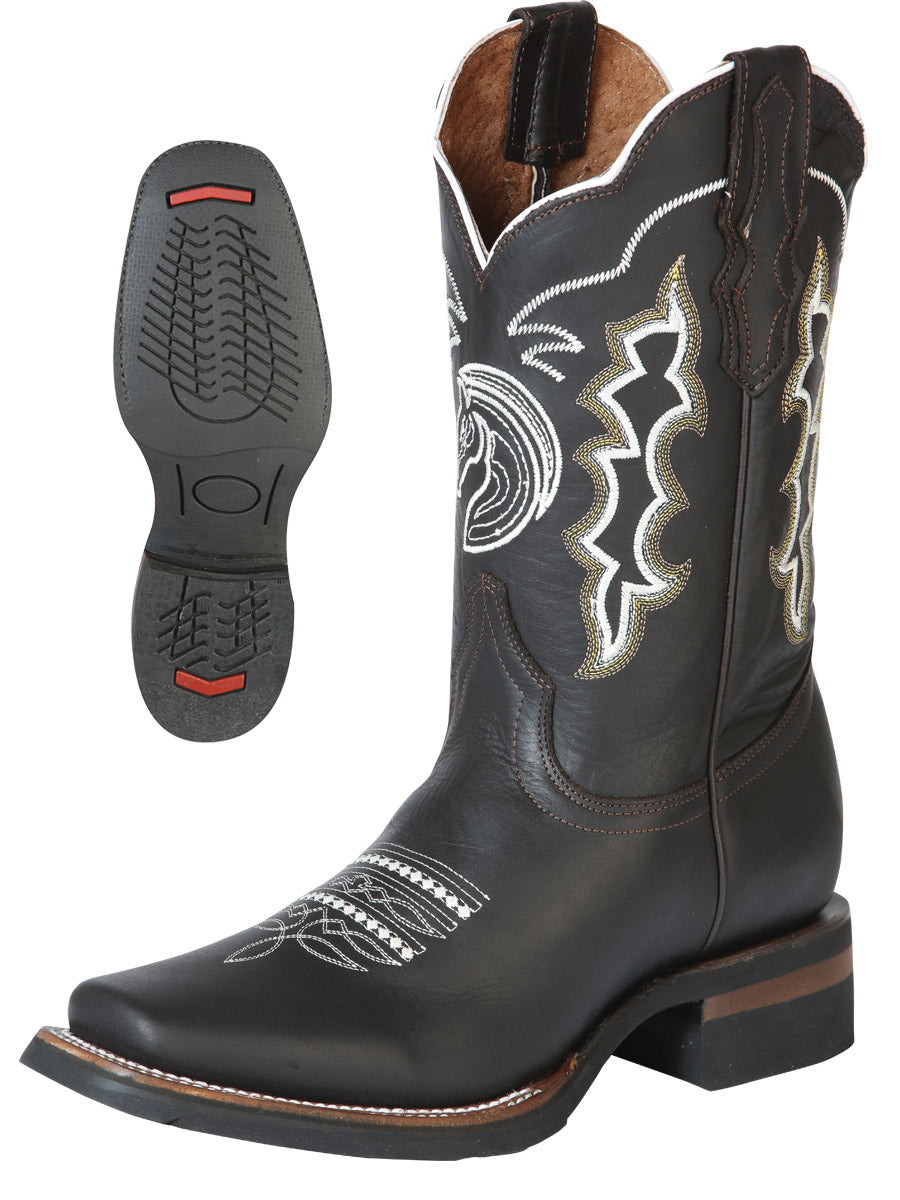 El General Men's Leather Cowboy Boots - Made in Mexico - Crazy Choco 51114 — view 2
