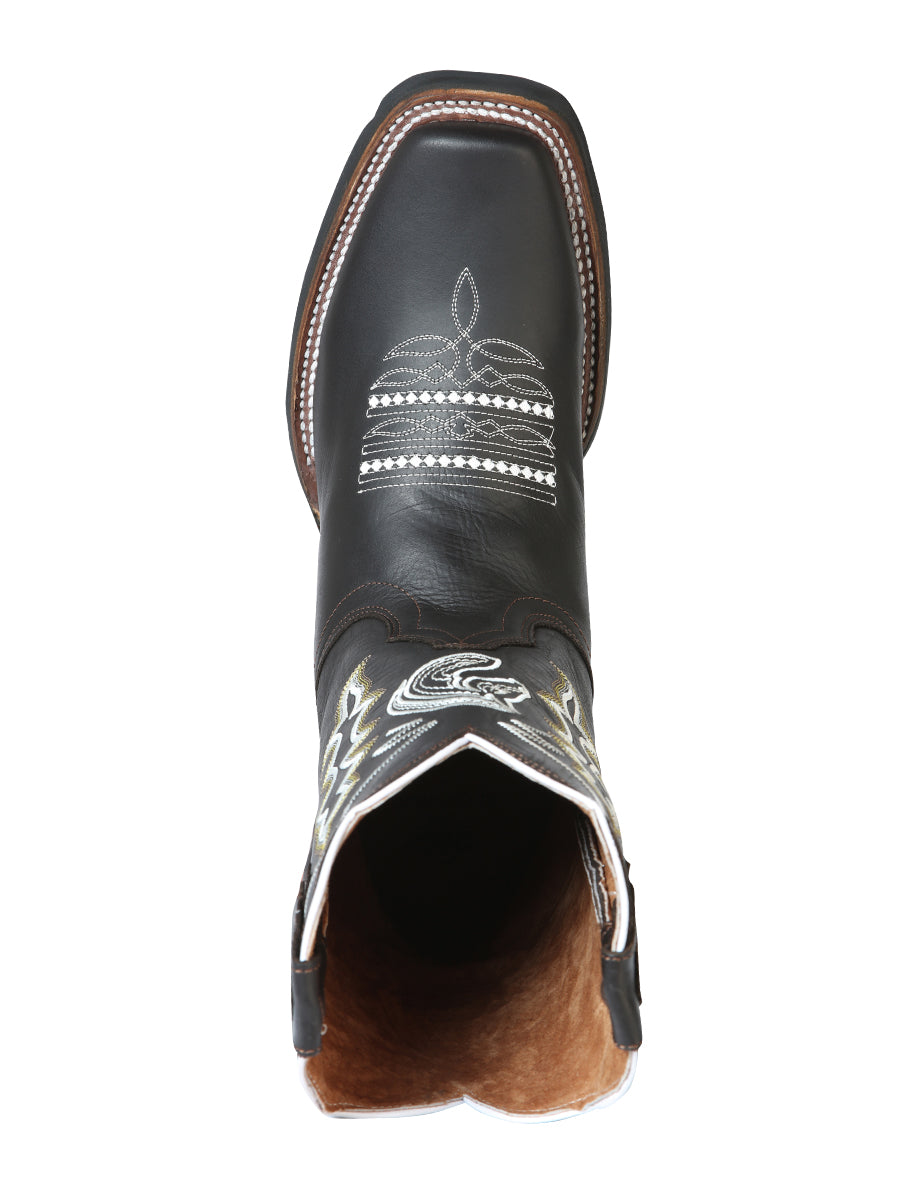 El General Men's Leather Cowboy Boots - Made in Mexico - Crazy Choco 51114 — view 4