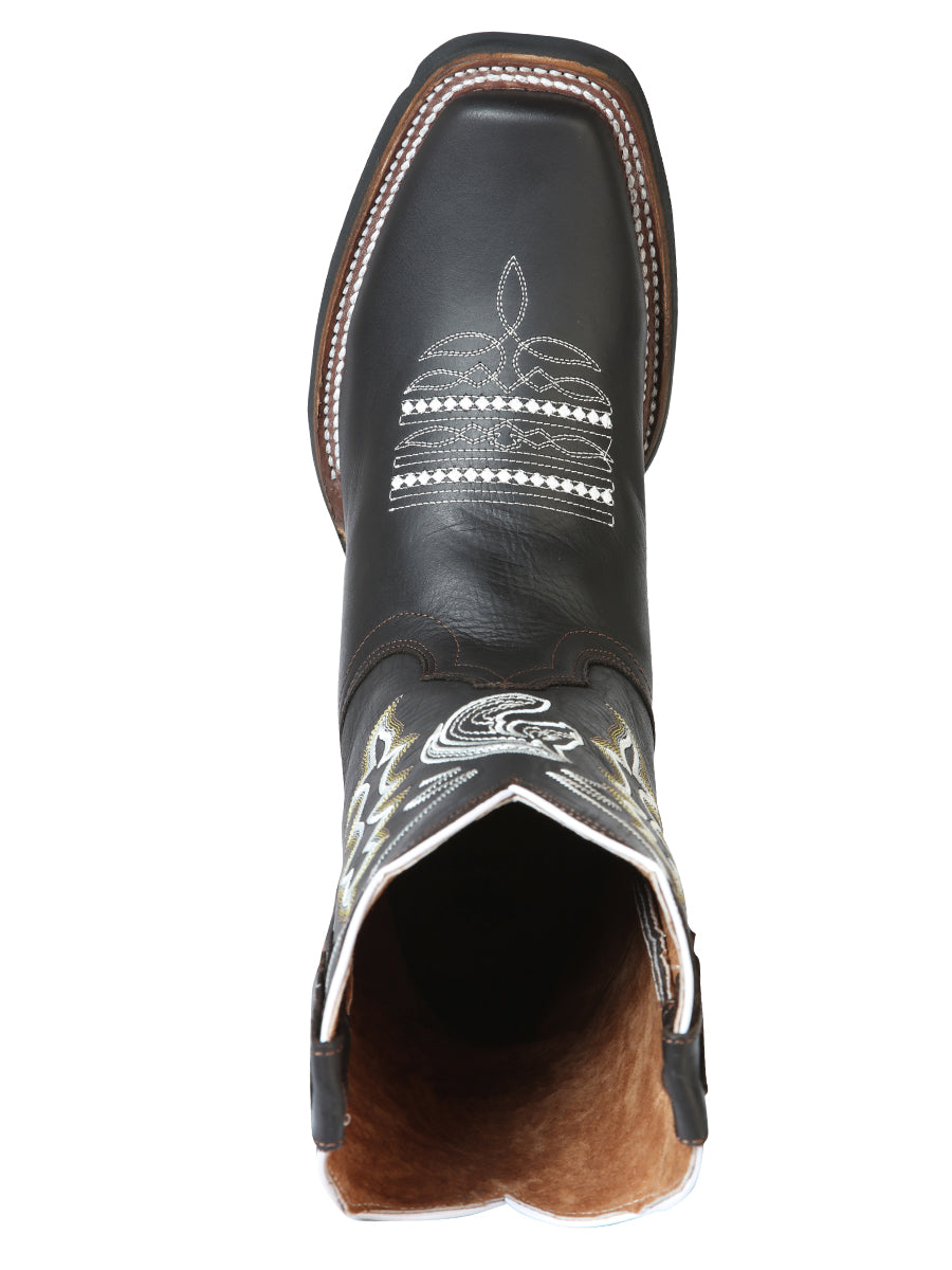 El General Men's Leather Cowboy Boots - Made in Mexico - Crazy Choco 51114 — view 6