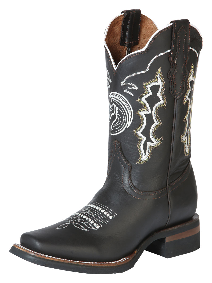 El General Men's Leather Cowboy Boots - Made in Mexico - Crazy Choco 51114