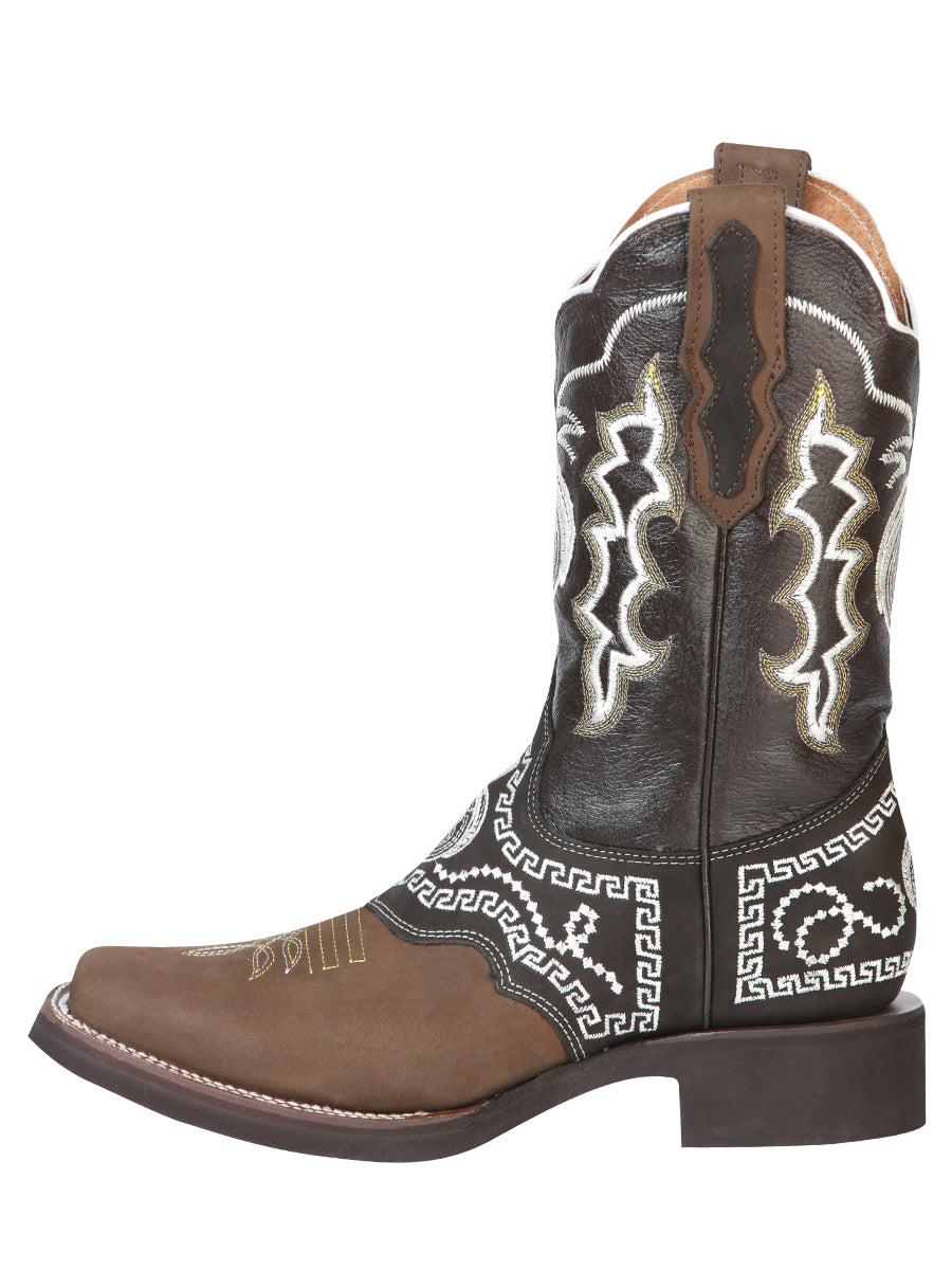 El General Rodeo Boot - Nobuck Dark Brown with Embroidery 51117 — view 3