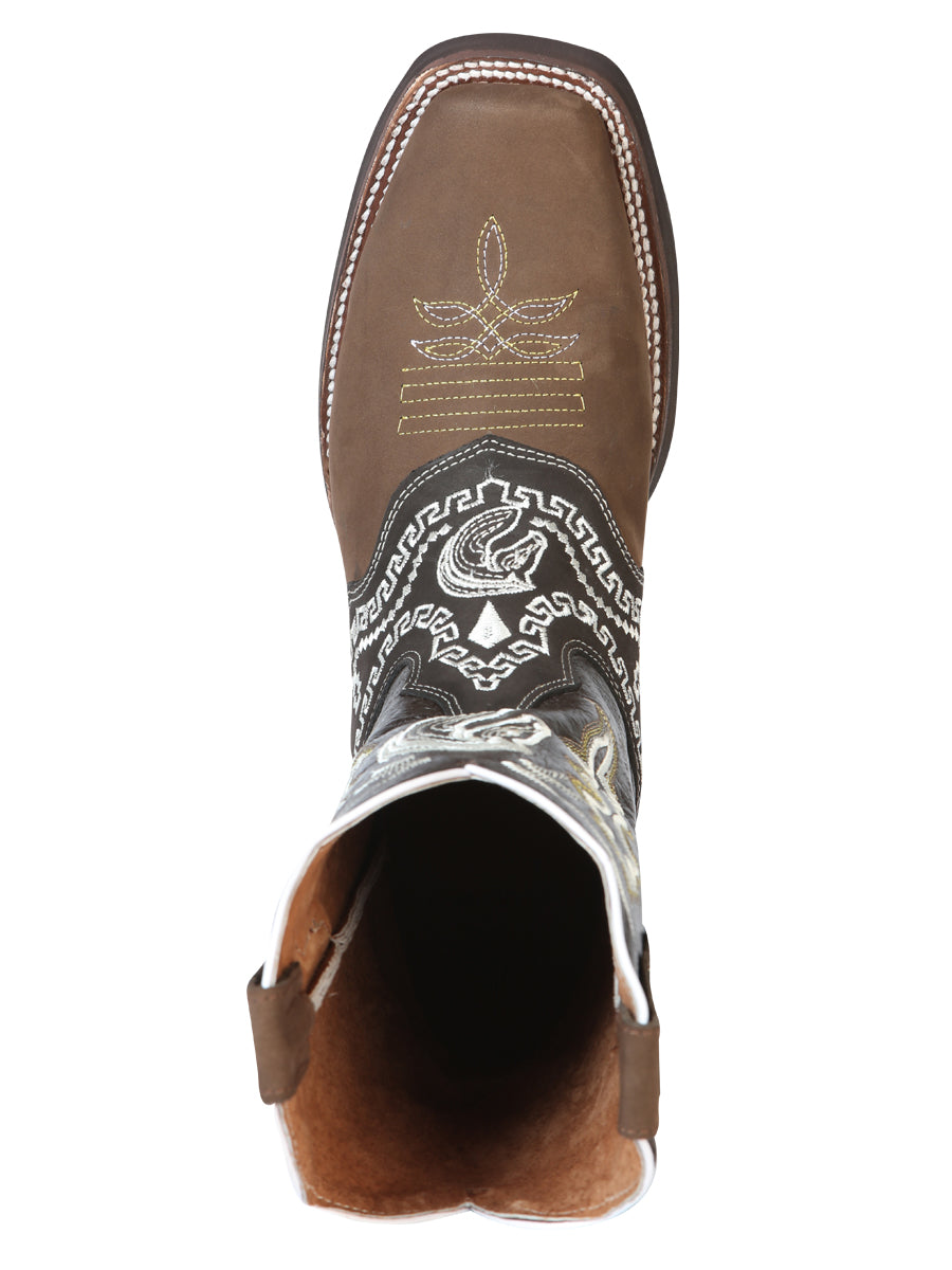 El General Rodeo Boot - Nobuck Dark Brown with Embroidery 51117 — view 6