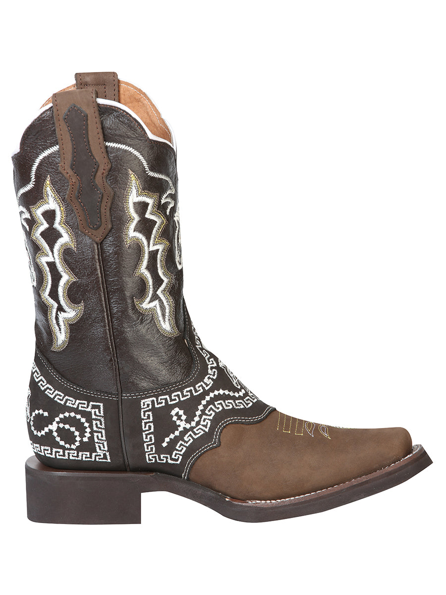 El General Rodeo Boot - Nobuck Dark Brown with Embroidery 51117 — view 8