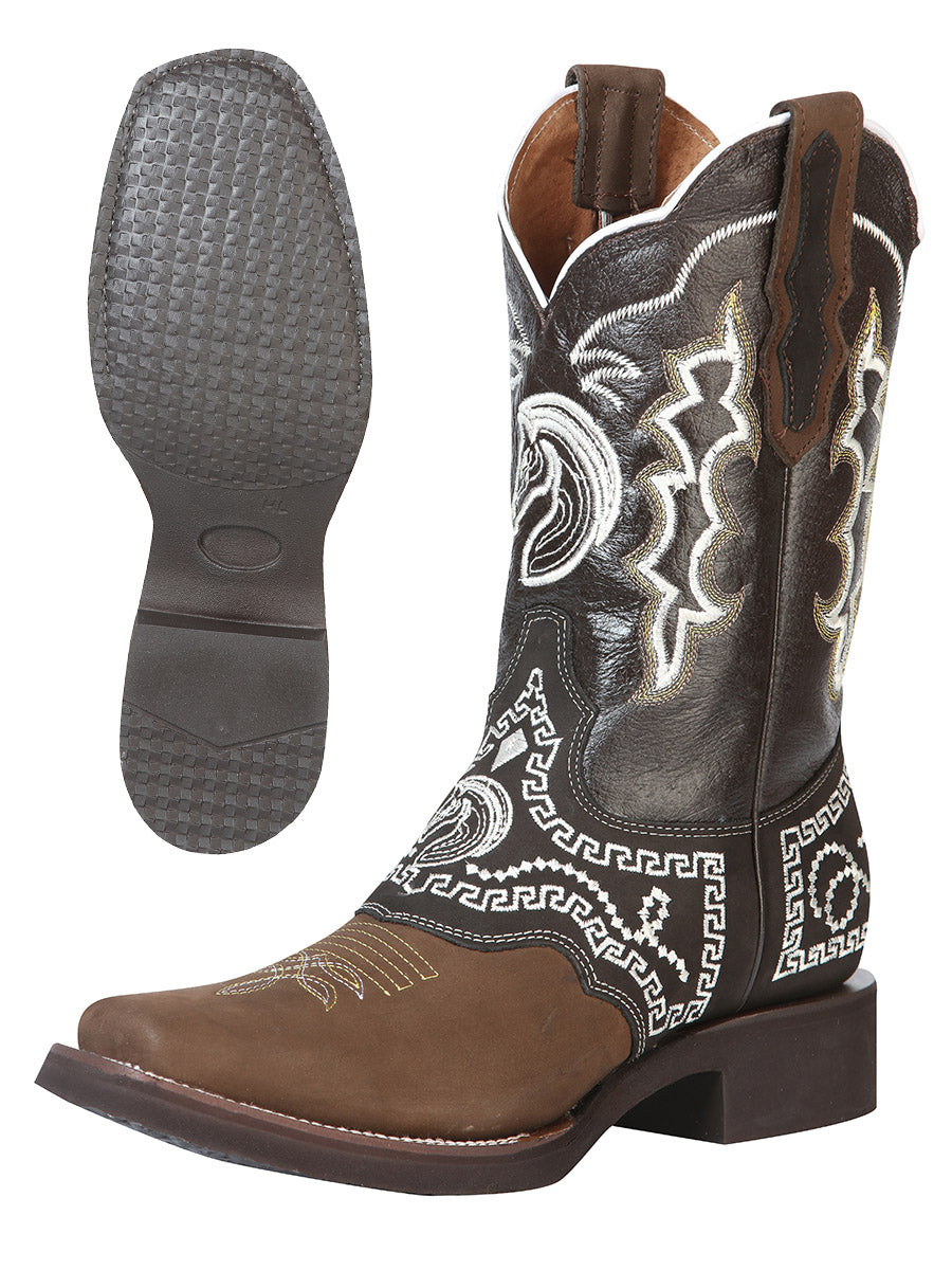 El General Rodeo Boot - Nobuck Dark Brown with Embroidery 51117 — view 10