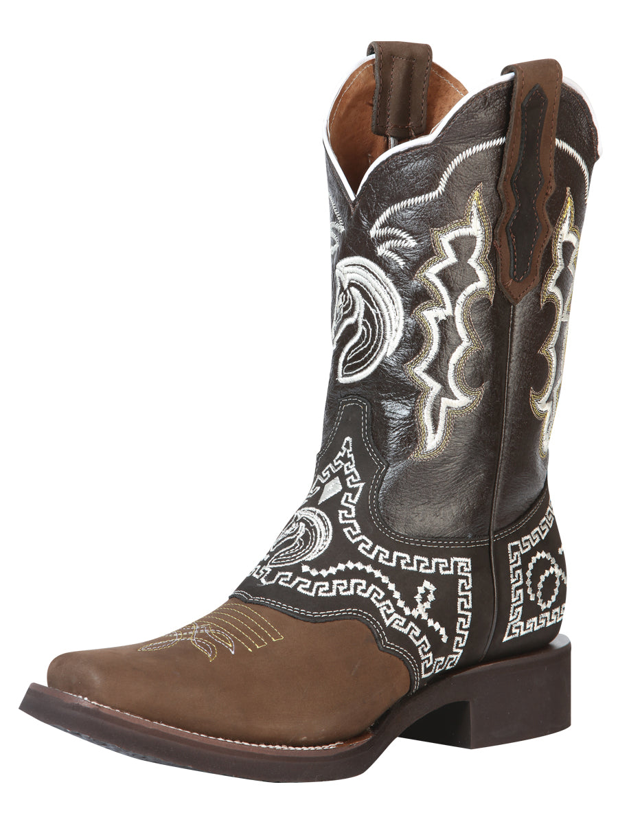El General Rodeo Boot - Nobuck Dark Brown with Embroidery 51117 — view 2