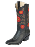 El General Women’s Western Boots Crazy Leather - Black 51163