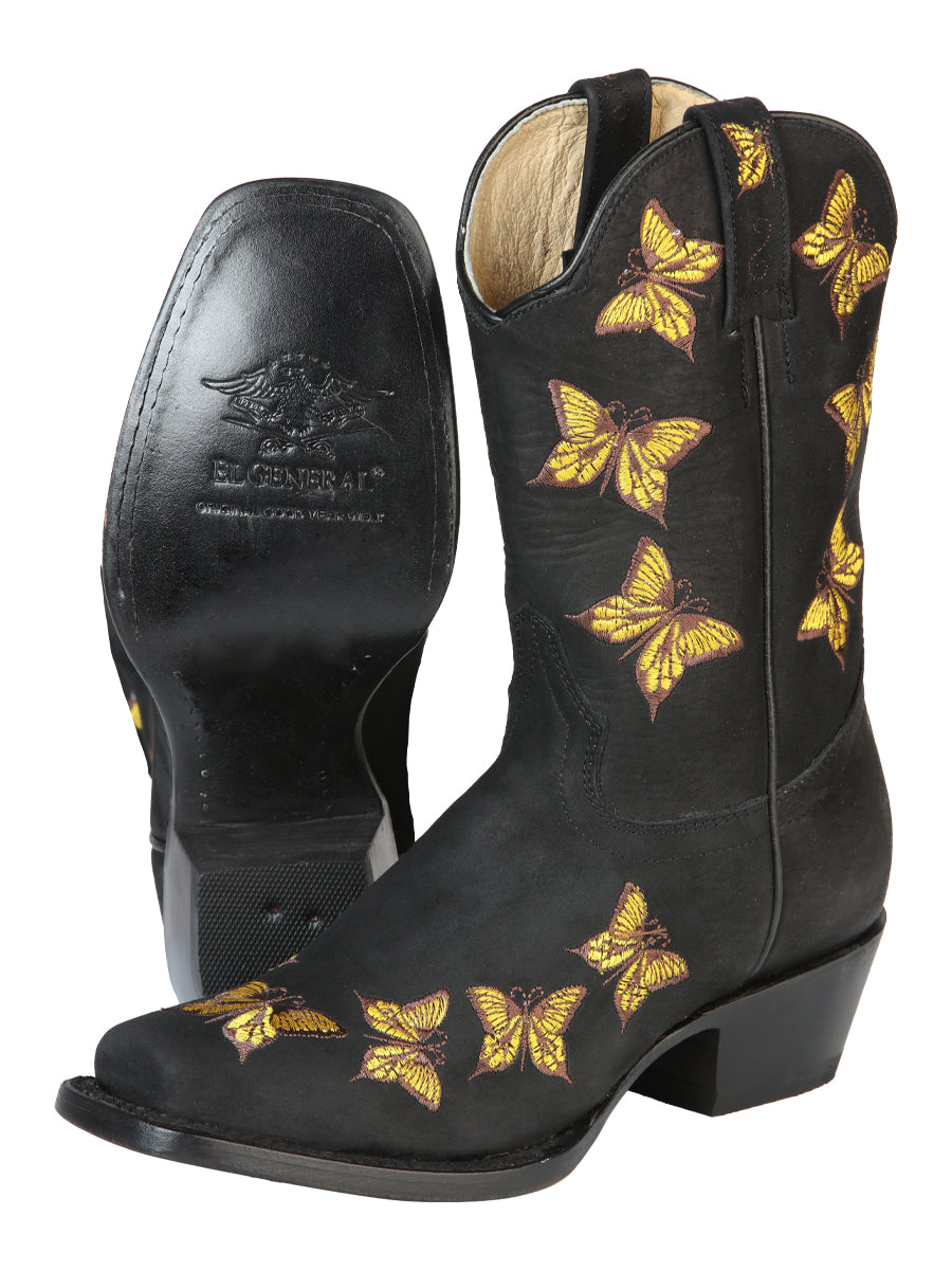 El General Womens Rodeo Boot - Nobuck Black 51220 — view 3