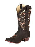 El General Women’s Leather Cowgirl Boots - Made in Mexico - Nubuck Brown 51227