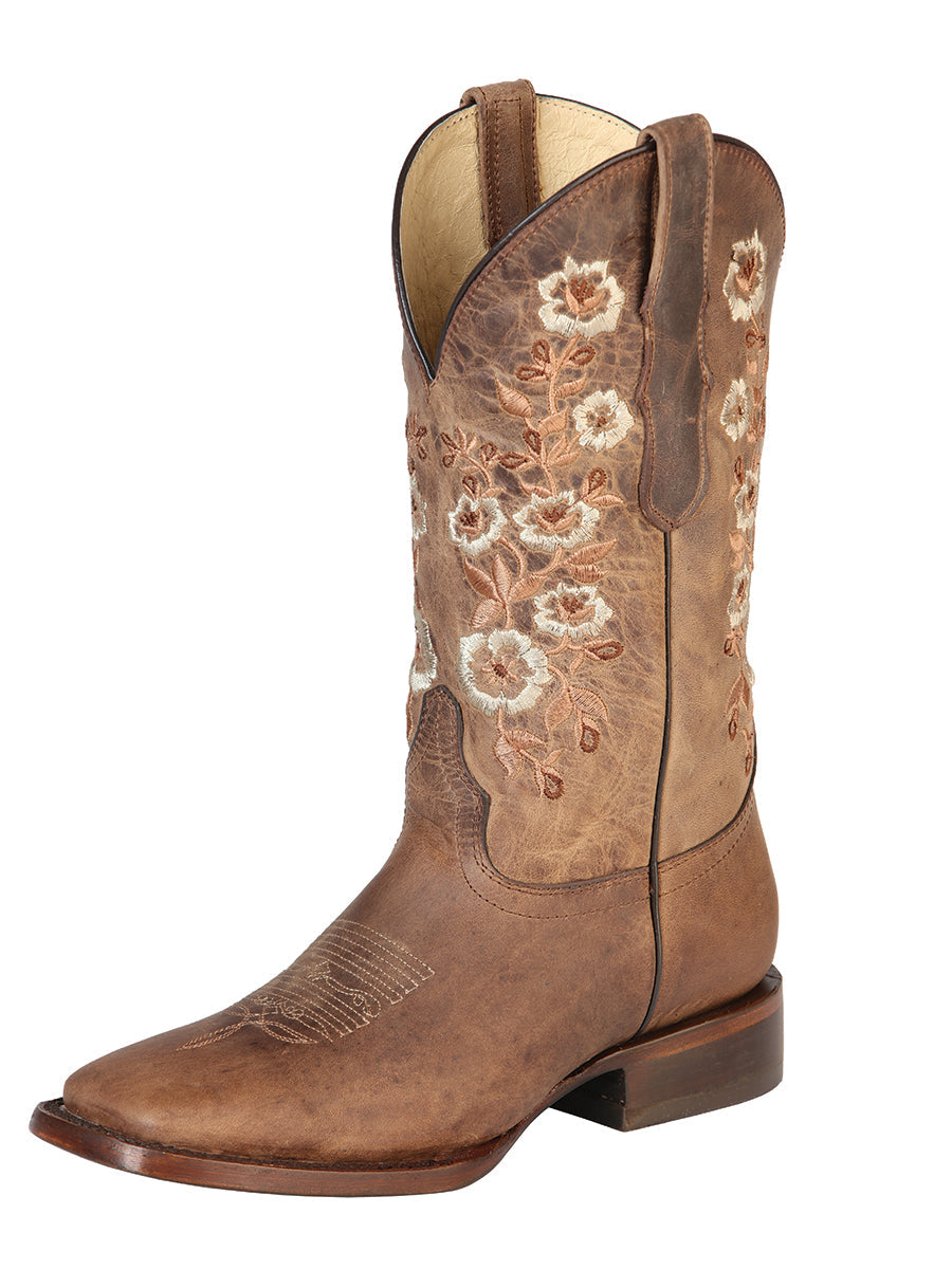 El General Women’s Leather Cowgirl Boots - Made in Mexico - Orix Brown 51231