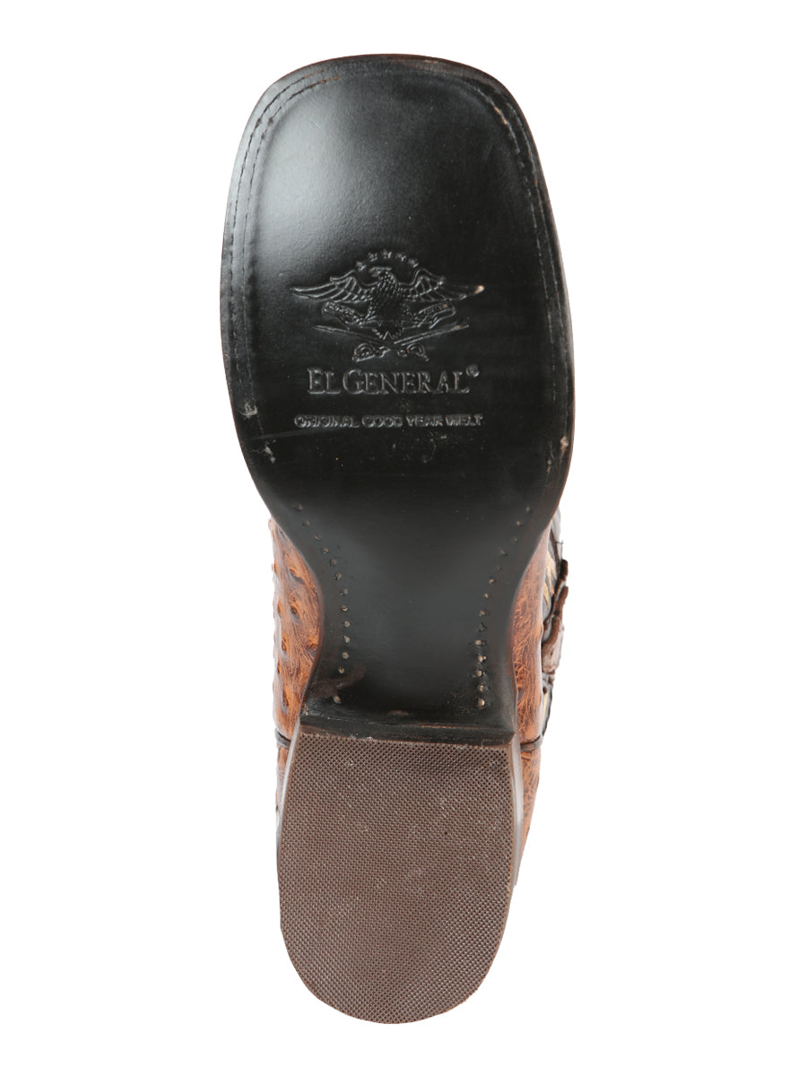 El General Men's Leather Cowboy Boot - Printed Ostrich Shedron 51239 — view 6