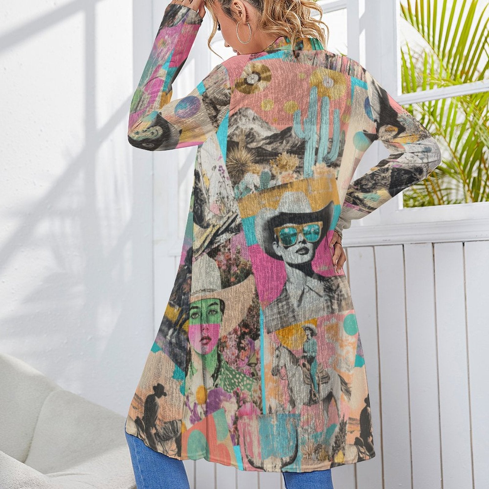 Baha Ranch Retro Pop Western Collage Lightweight Cardigan by Baha Ranch Western Wear - product image 2
