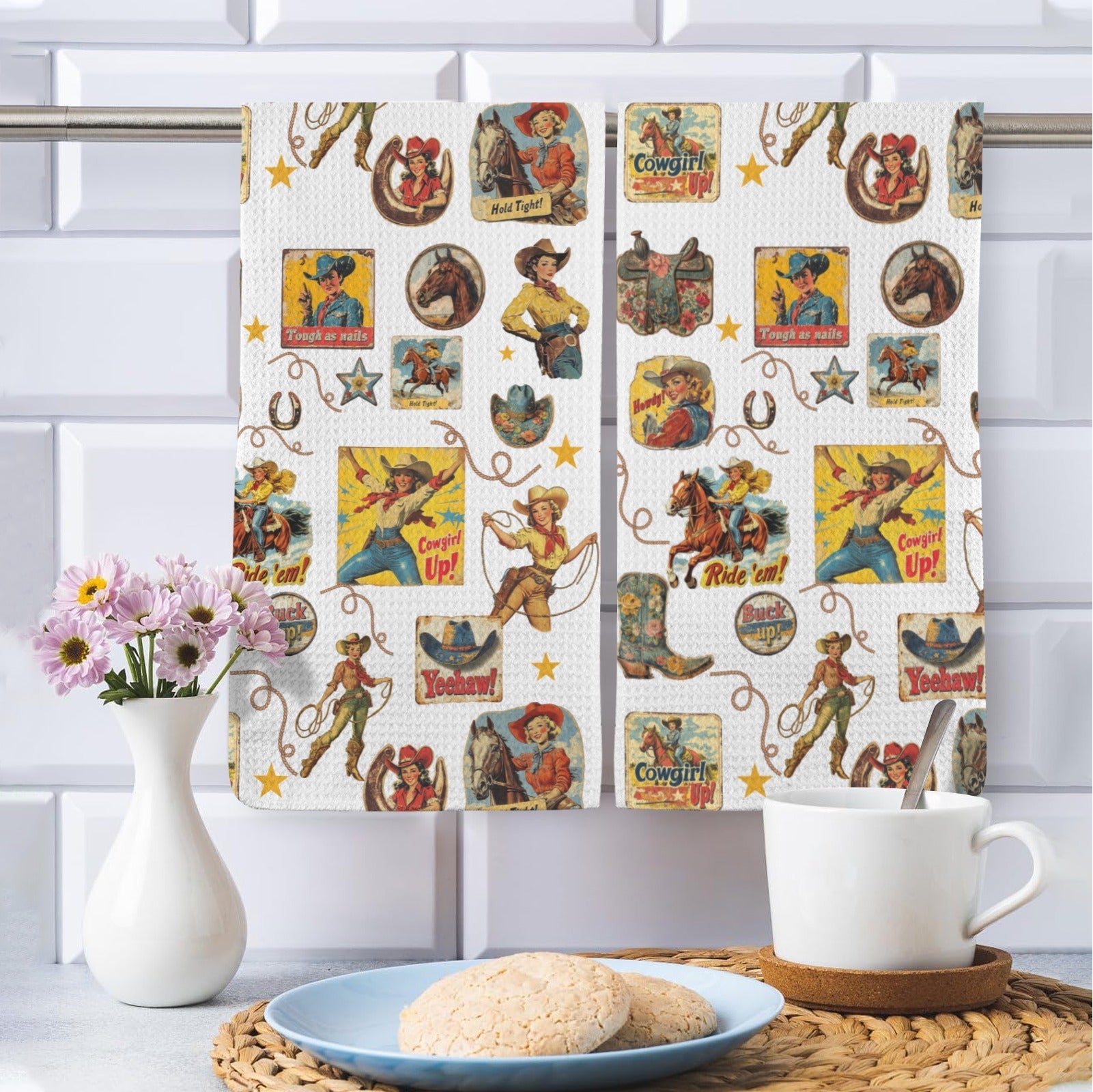 Baha Ranch Vintage Cowgirl Collage Dish Towels Set of 2 Made in America by Baha Ranch Western Wear - product image 4