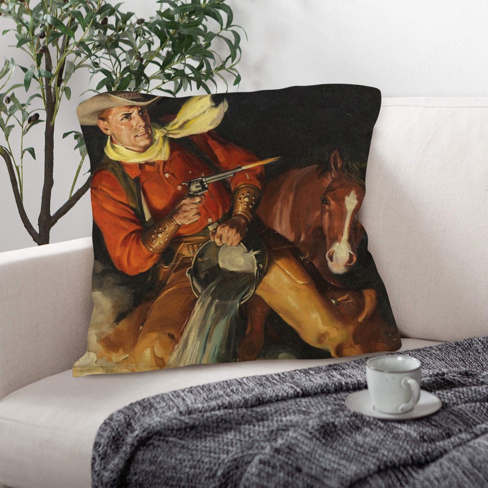Baha Ranch Vintage Cowboy Throw Pillow Case 18x18inch Made in America by Baha Ranch Western Wear - product image 2