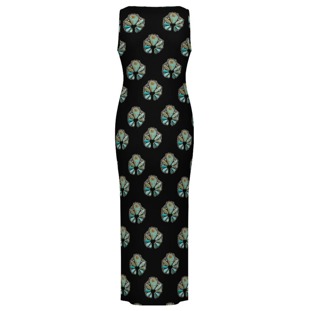 Baha Ranch Turquoise Naja Sleeveless Bodycon Side Slit Maxi Dress by Baha Ranch Western Wear - product image 7