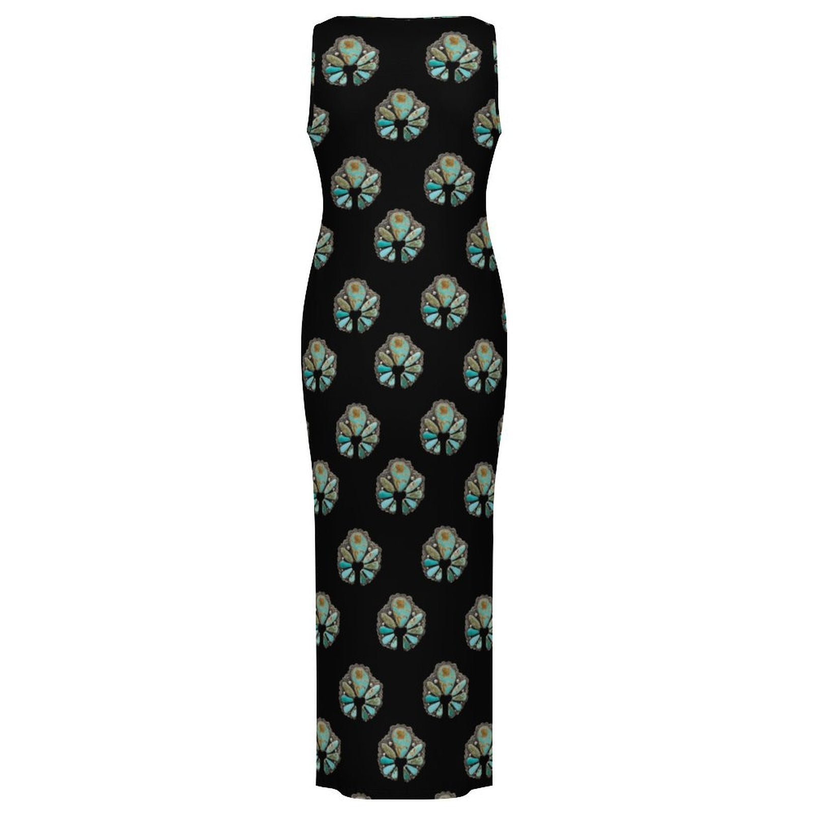 Baha Ranch Turquoise Naja Sleeveless Bodycon Side Slit Maxi Dress by Baha Ranch Western Wear - product image 7