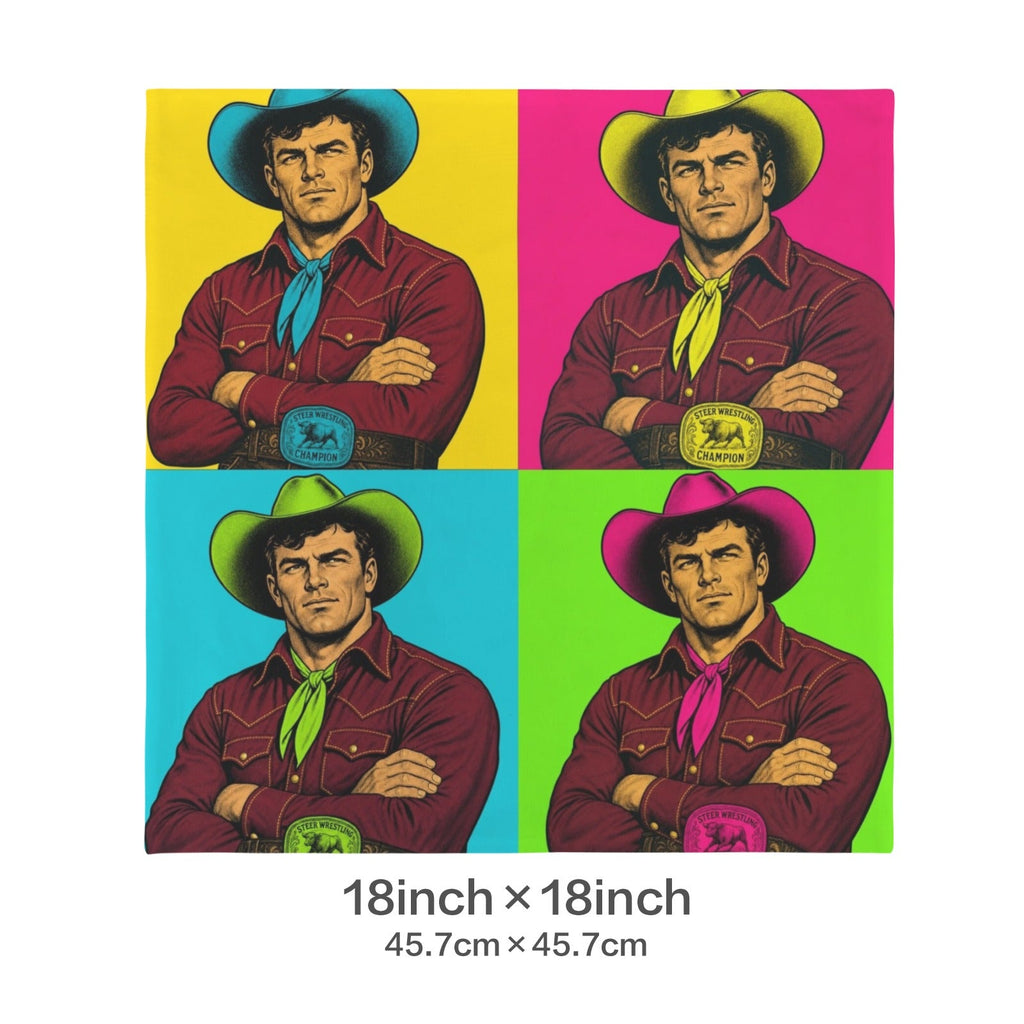 Baha Ranch The Last Roundup Steer Wrestler Collage Velvety Soft Throw Pillow Cover Made in America by Baha Ranch Western...