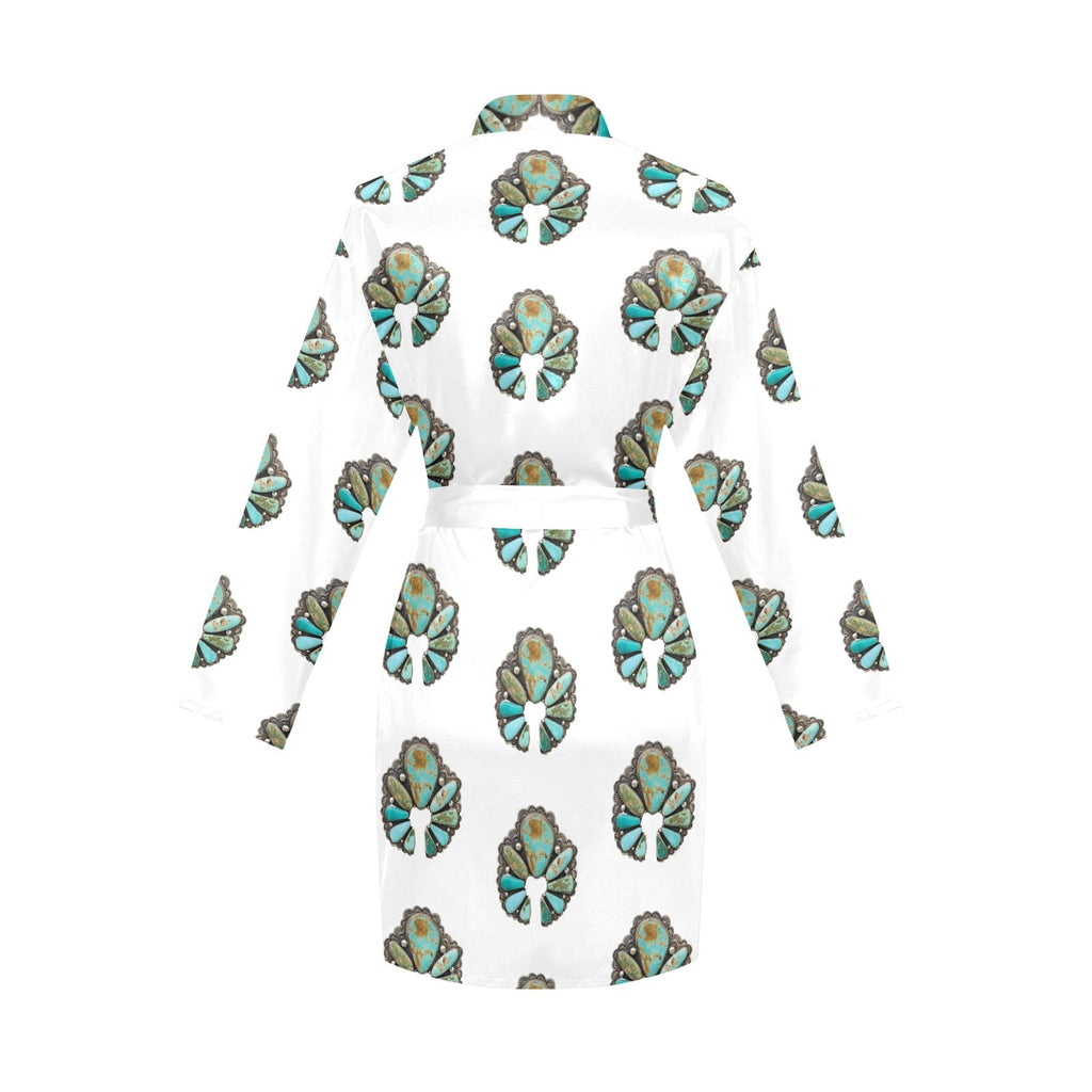 Baha Ranch Turquoise Naja Women's Long Sleeve Belted Satin Feel Dressing Lounge Robe by Baha Ranch Western Wear - product...