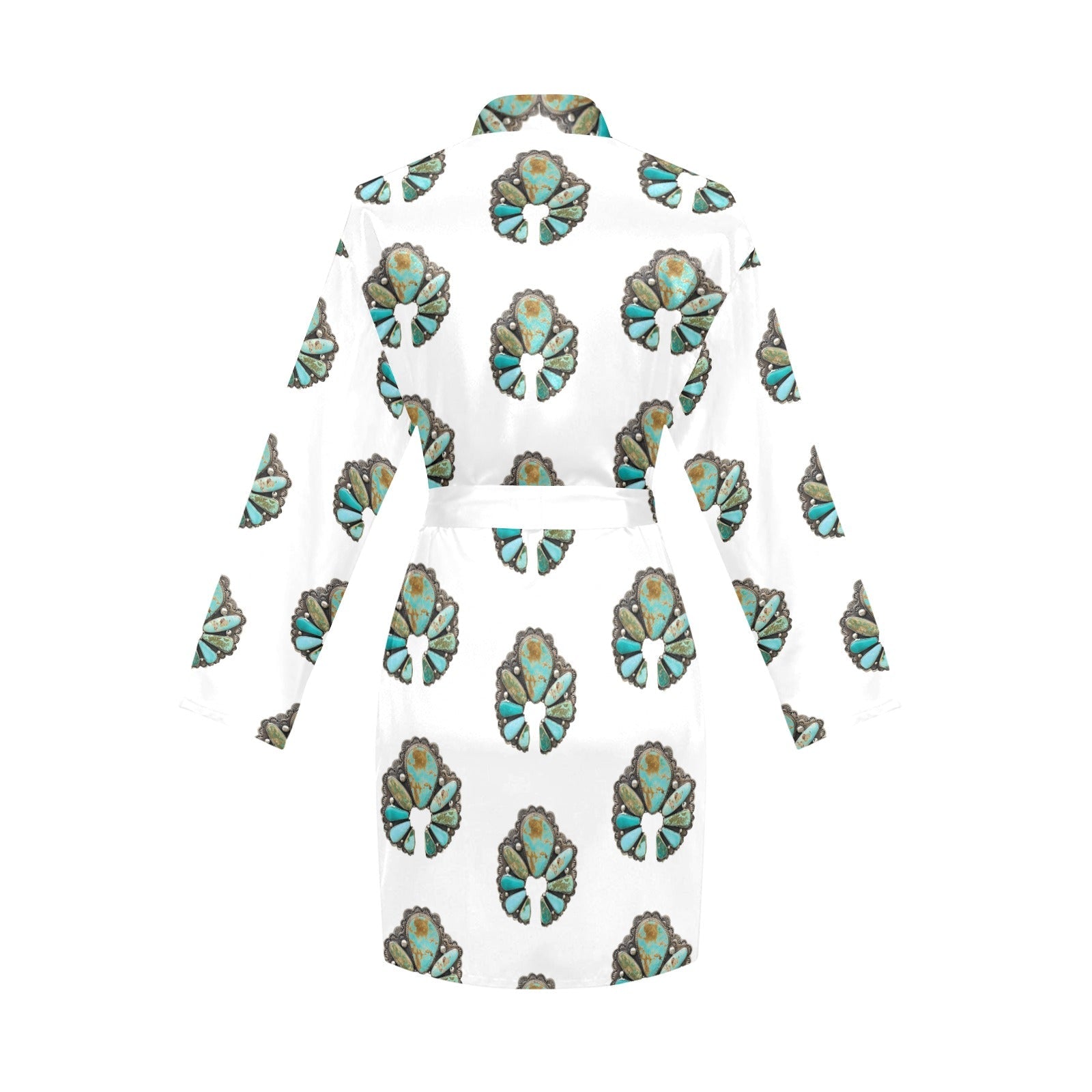 Baha Ranch Turquoise Naja Women's Long Sleeve Belted Satin Feel Dressing Lounge Robe by Baha Ranch Western Wear - product...