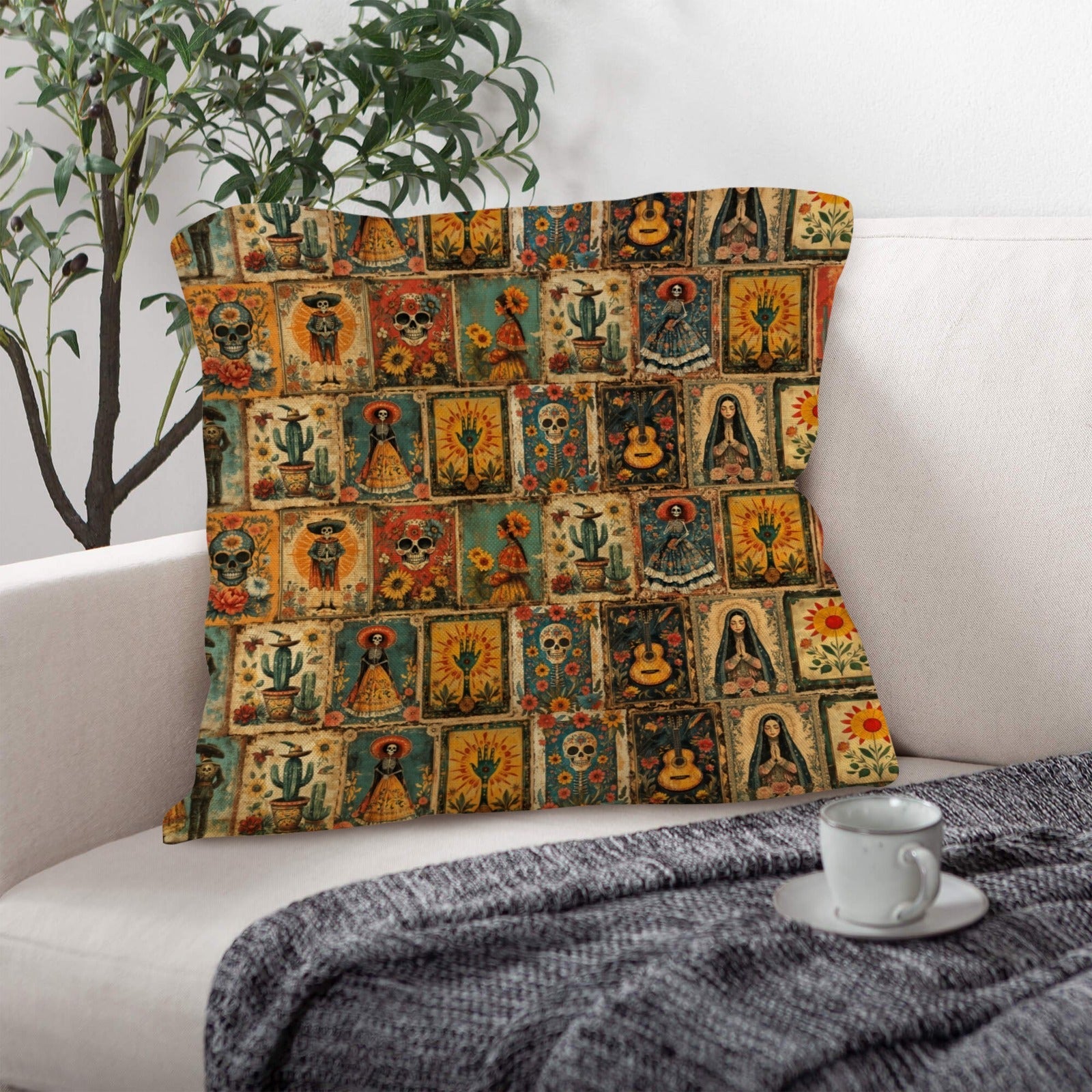 Colores de Mexico Dia de los Muertes Pillow Case Made in America by Baha Ranch Western Wear - product image 5