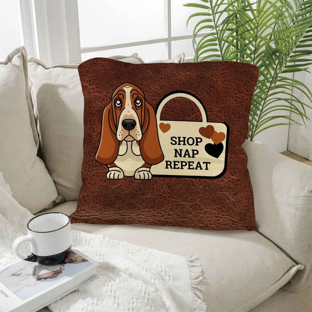 Baha Ranch Basset Hound Shop Nap Repeat Pillow Case Made in America by Baha Ranch Western Wear