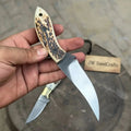 High Carbon Upswept Skinner Knife Fixed Blade Synthetic Stag Horn Handle Hunting Knife