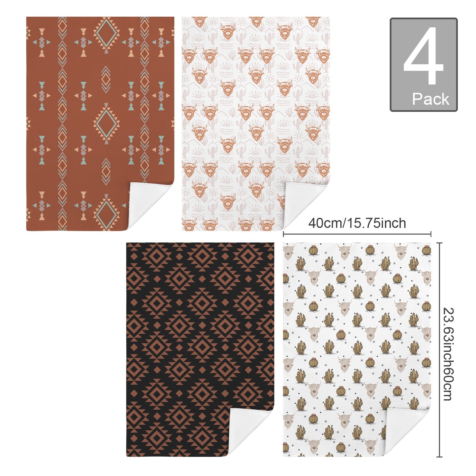 Baha Ranch Highlands Southwest Set of 4 Kitchen Dish Towels Made in America by Baha Ranch Western Wear - product image 3