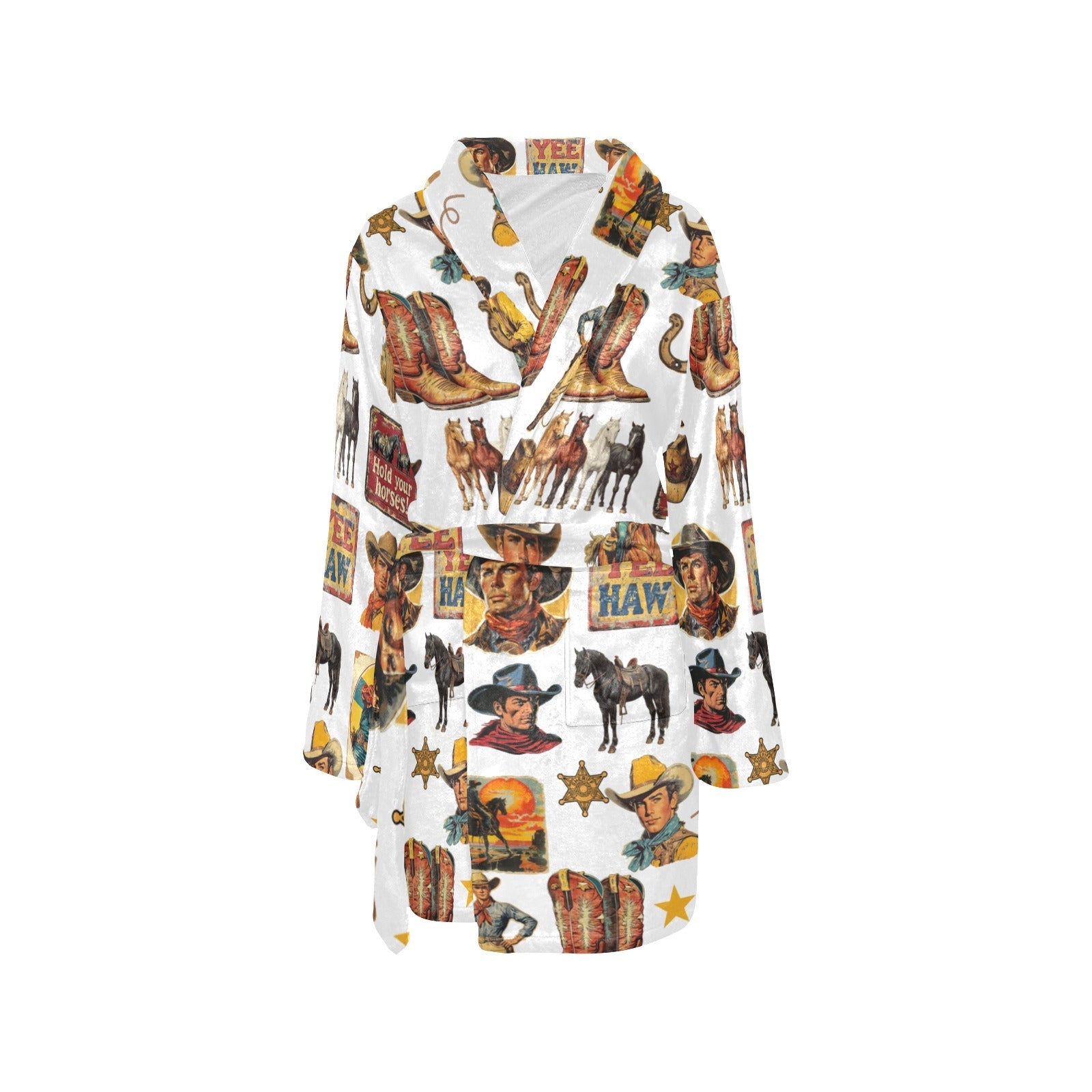 Baha Ranch Vintage Cowboy Collage Western Women's Robe by Baha Ranch Western Wear - product image 3