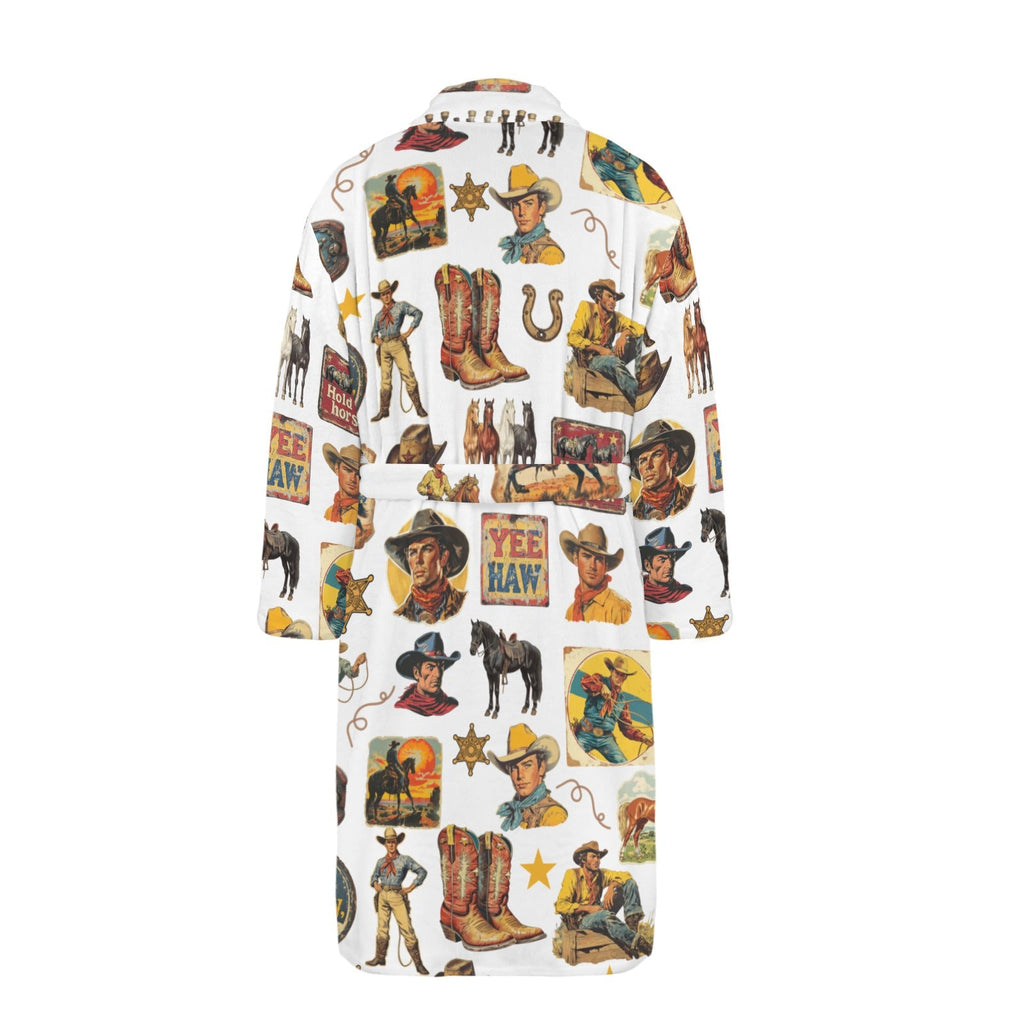 Baha Ranch Cowboy Collage Western Men's Bath Robe by Baha Ranch Western Wear - product image 4