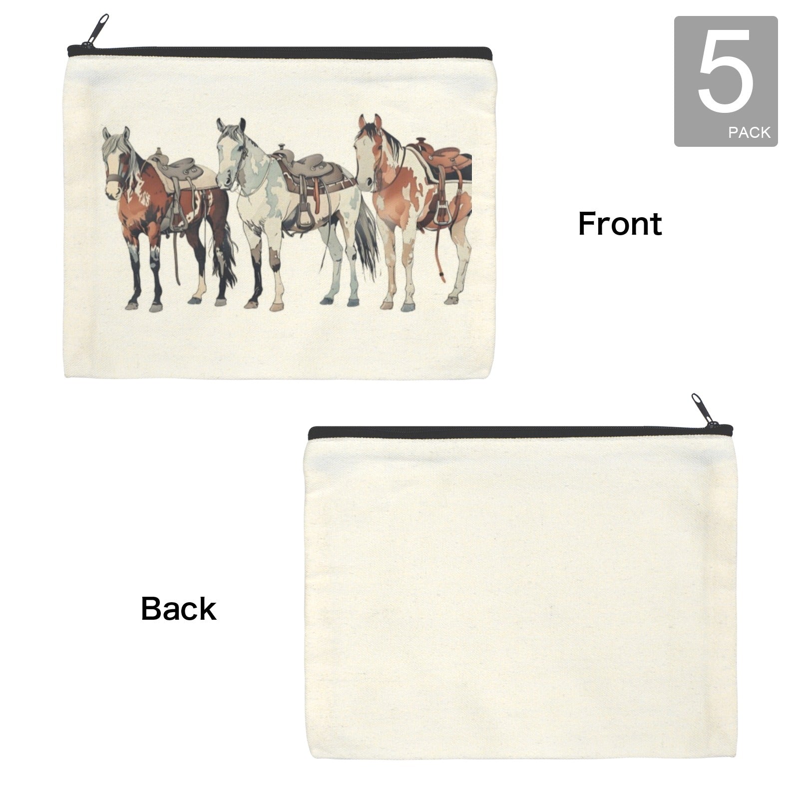 Baha Ranch Painted Ranch Horses Cosmetic Bag Pack of 5 Made in America by Baha Ranch Western Wear - product image 4