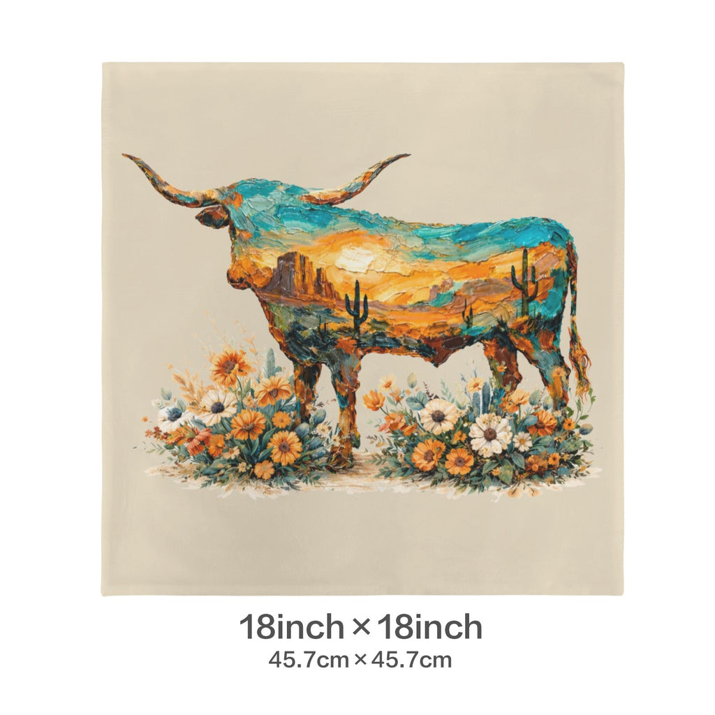 Baha Ranch Velvety Soft Painted Longhorn Pillow Cover Made in America by Baha Ranch Western Wear - product image 3